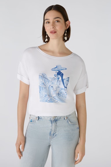 Bild 3 von T-shirt elasticated modal cotton blend in optic white | Oui