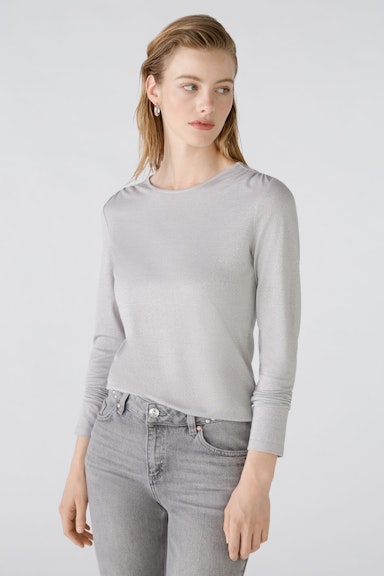 Bild 6 von Long-sleeved shirt viscose glossy blend in light grey | Oui