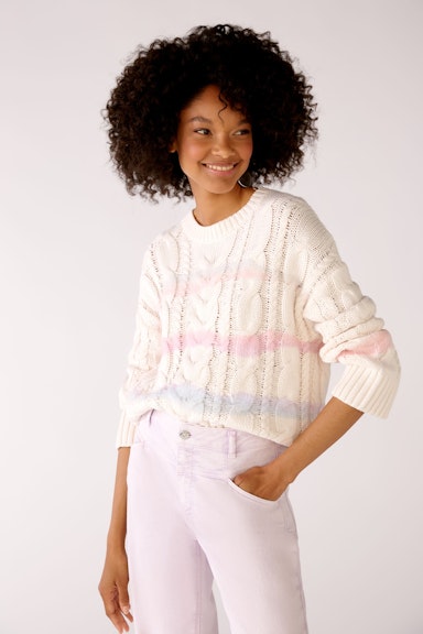 Bild 2 von Knitted pullover with cable structure in lt blue rose /p | Oui