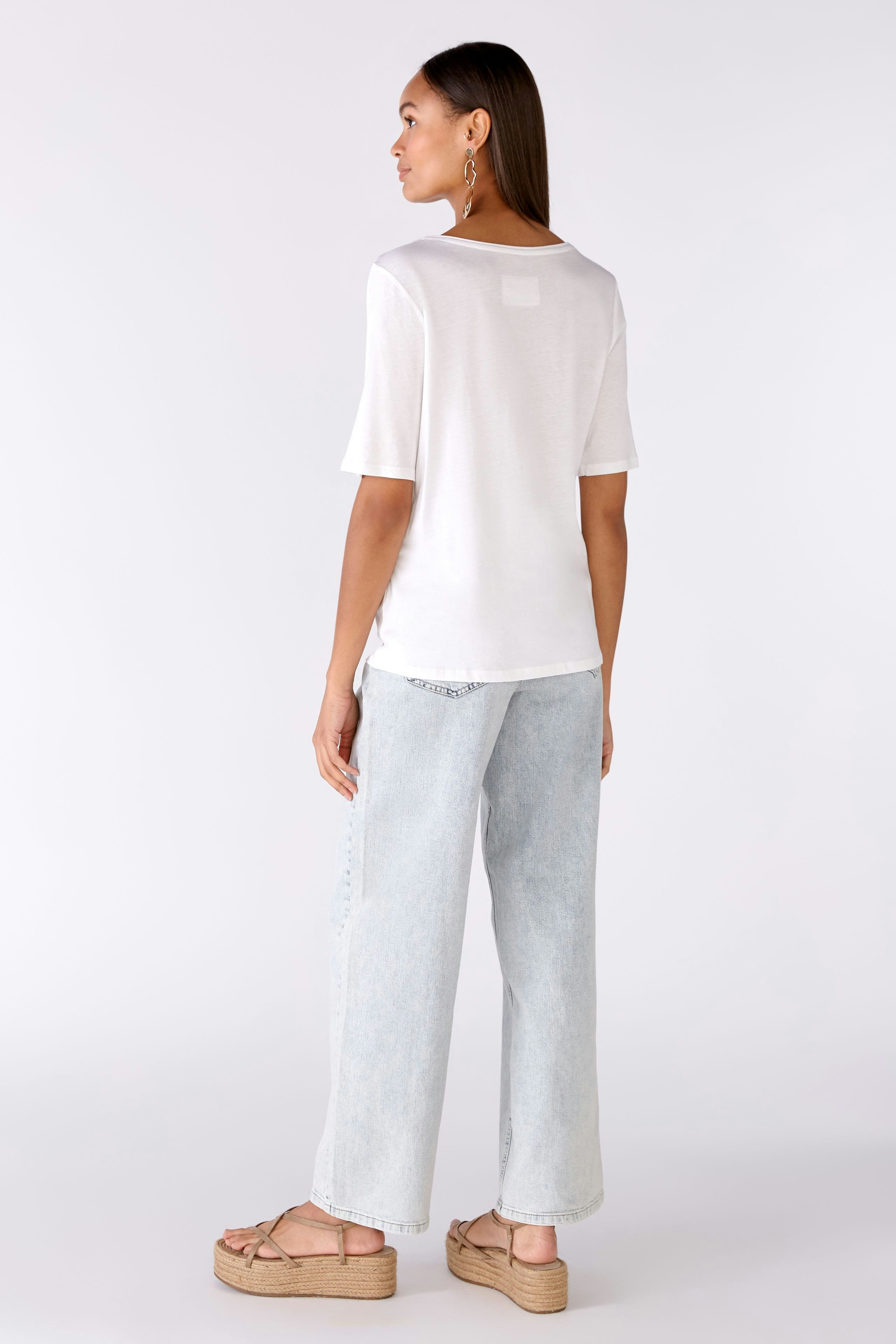 Bild 3 von T-shirt with embroidery and rhinestones in optic white | Oui