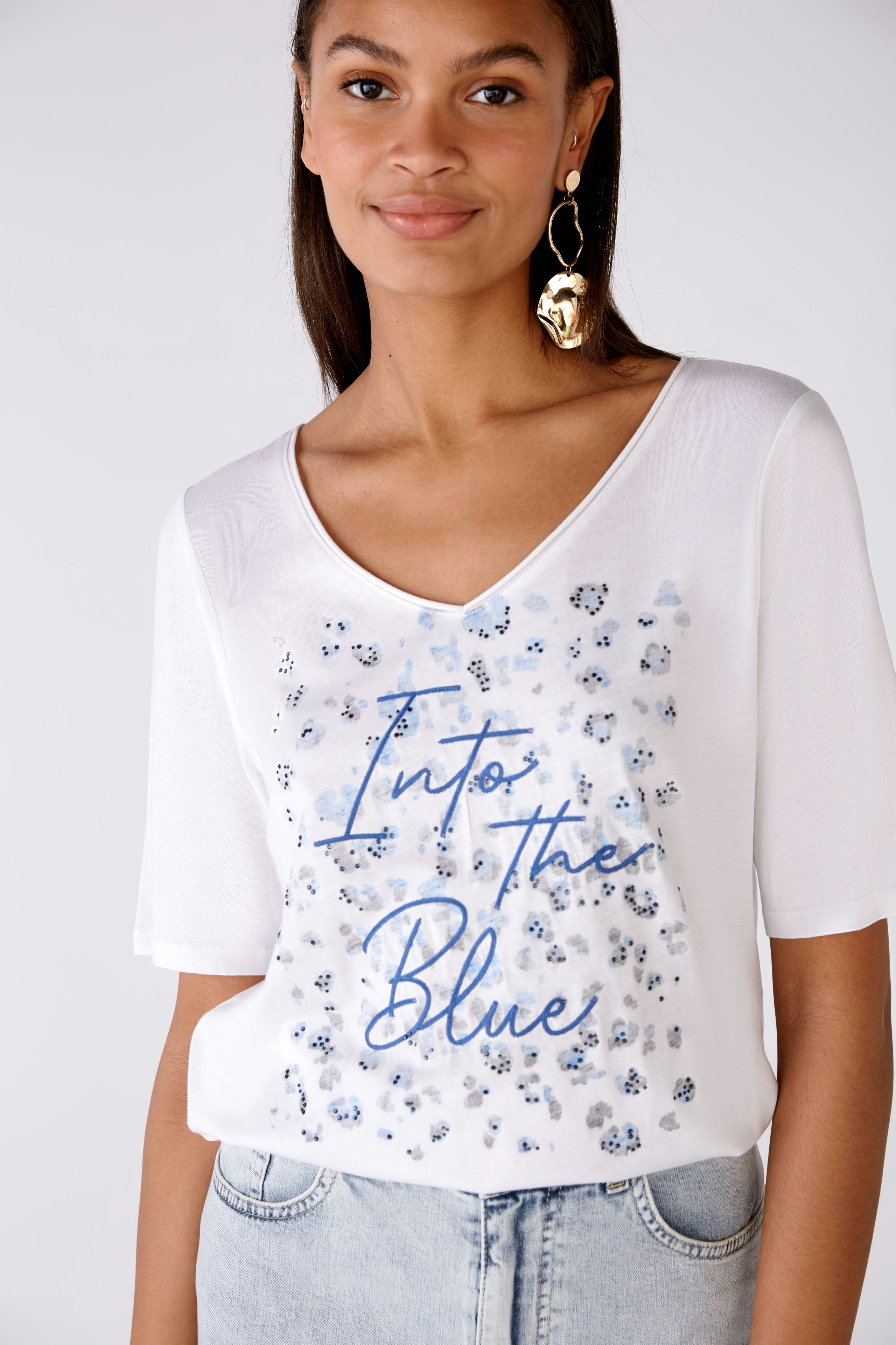 Bild 5 von T-shirt with embroidery and rhinestones in optic white | Oui