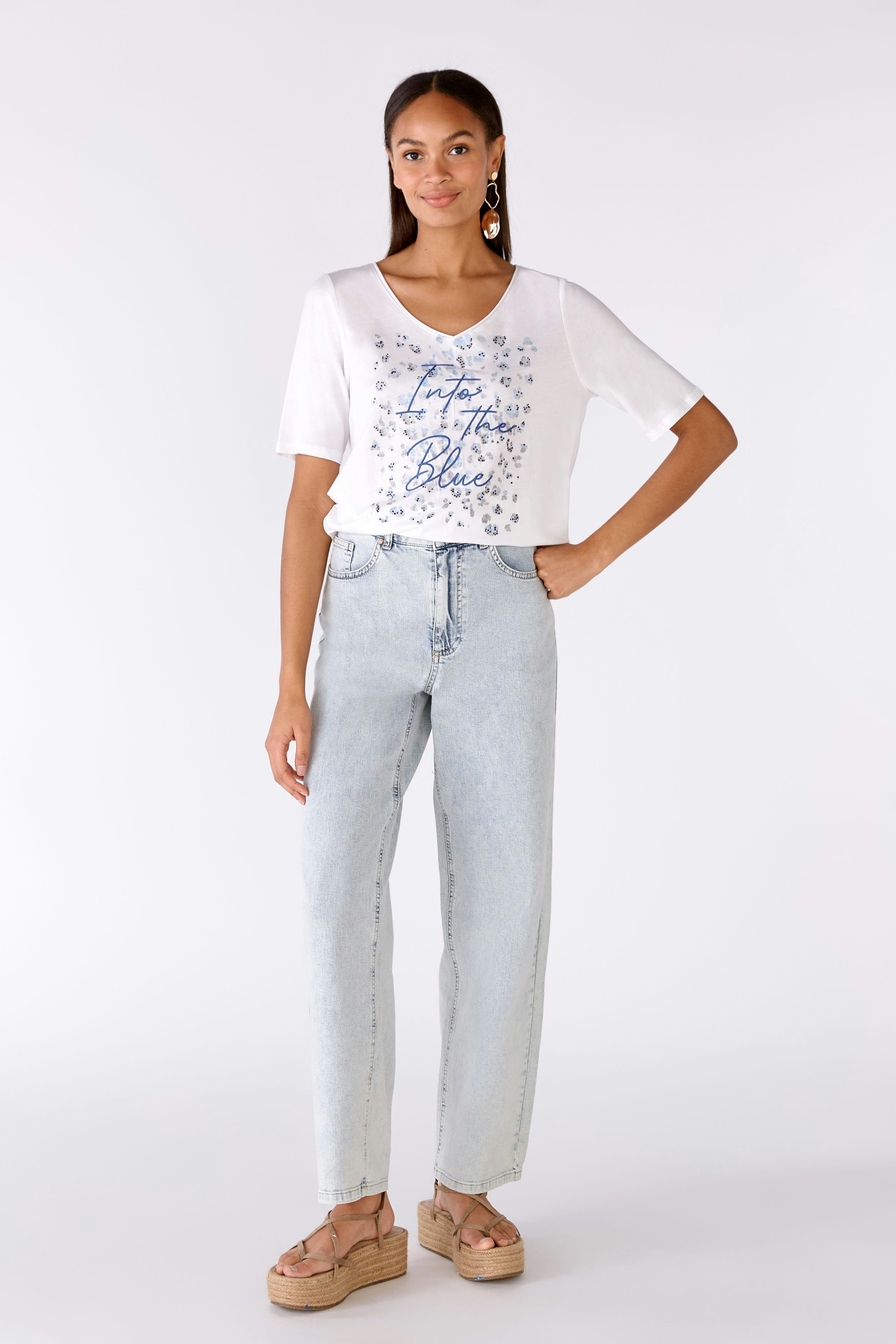 Bild 1 von T-shirt with embroidery and rhinestones in optic white | Oui