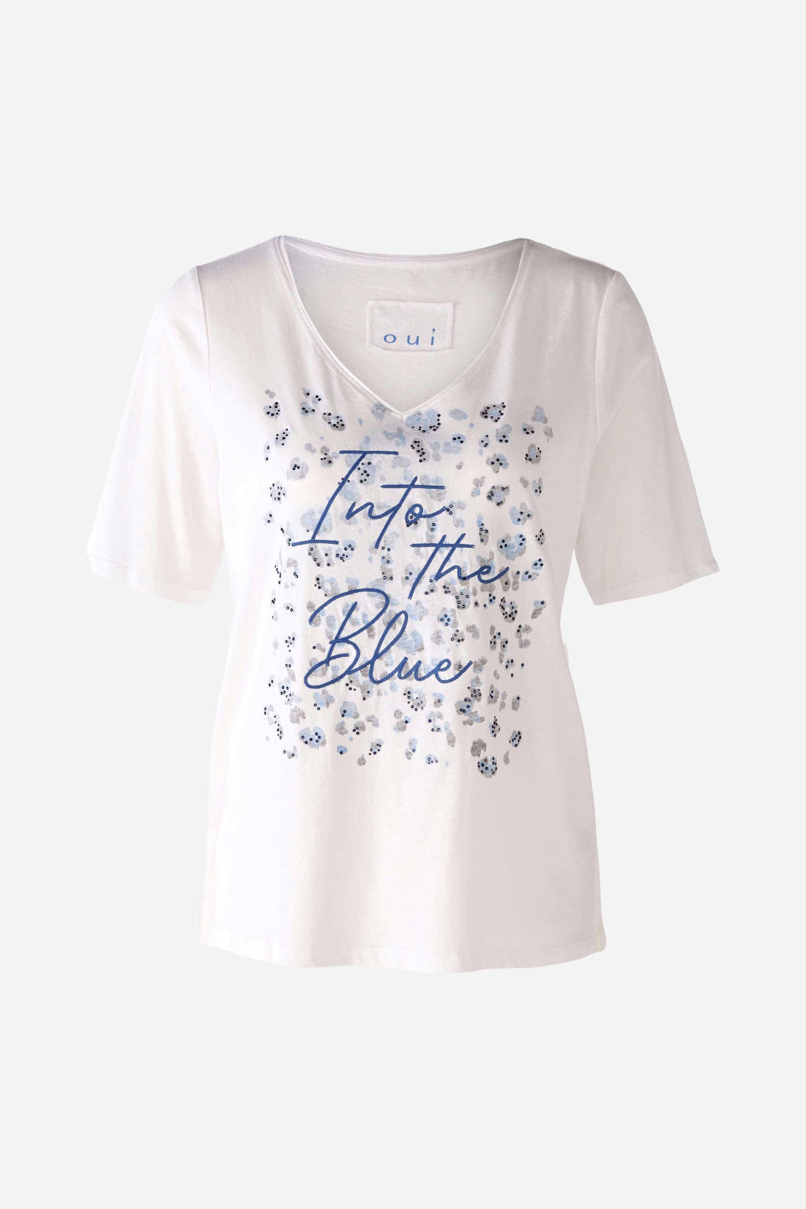 Bild 6 von T-shirt with embroidery and rhinestones in optic white | Oui