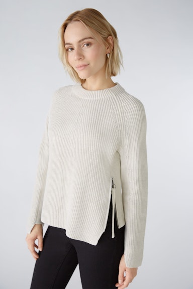 Bild 1 von RUBI Pullover mit Reißverschluss, in reiner Baumwolle in offwhite melang | Oui