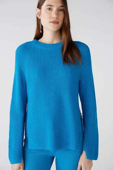 Bild 4 von RUBI Pullover with zip, in pure cotton in blue jewel | Oui