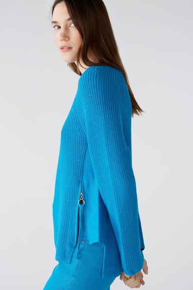 Bild 5 von RUBI Pullover with zip, in pure cotton in blue jewel | Oui