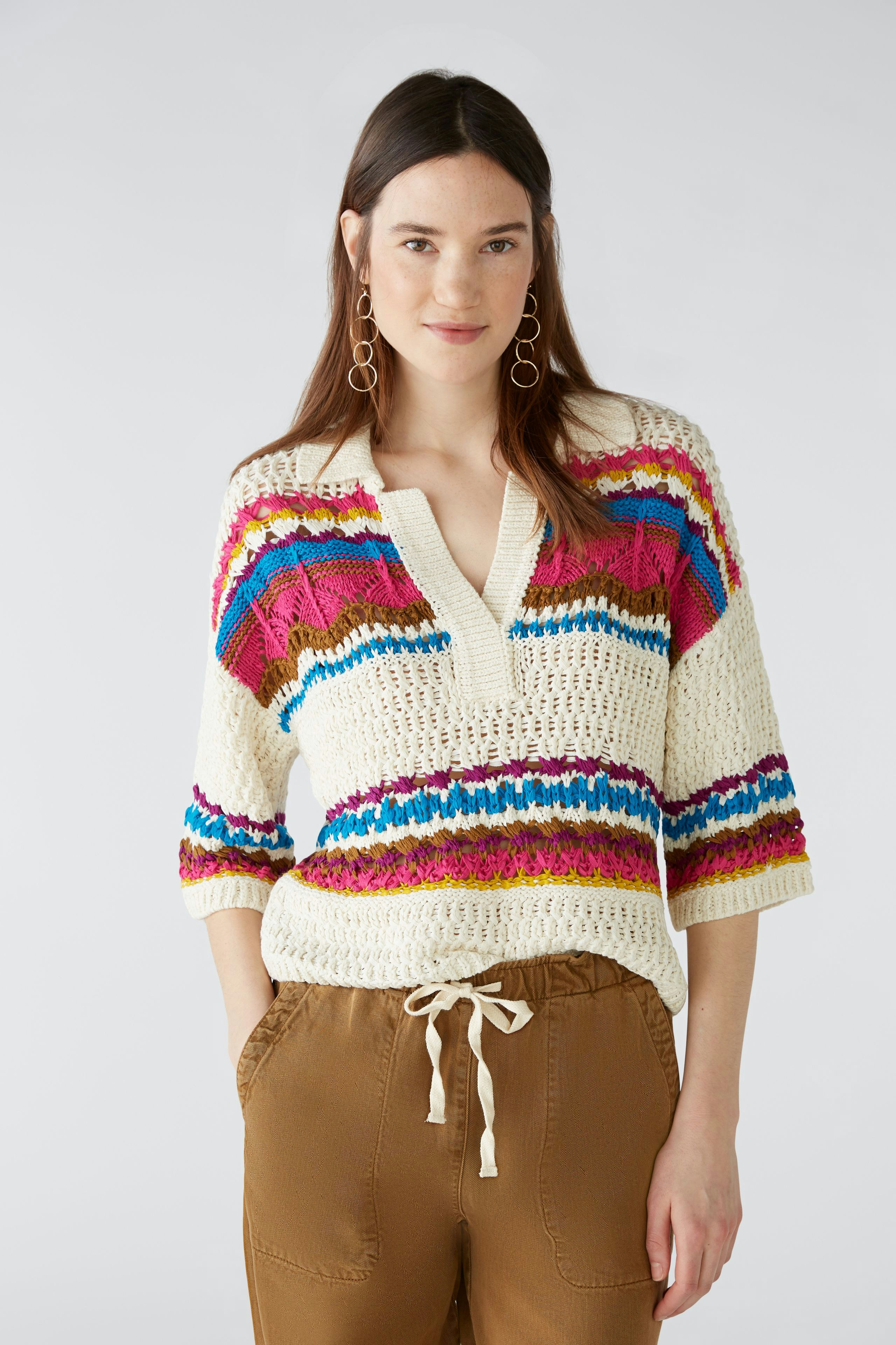 Bild 2 von Pullover  in crocheted design in offwhite violet | Oui