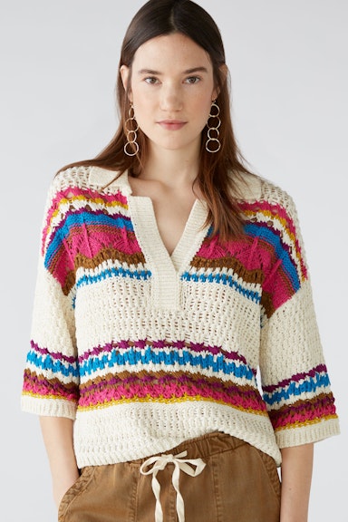 Bild 4 von Pullover  in crocheted design in offwhite violet | Oui