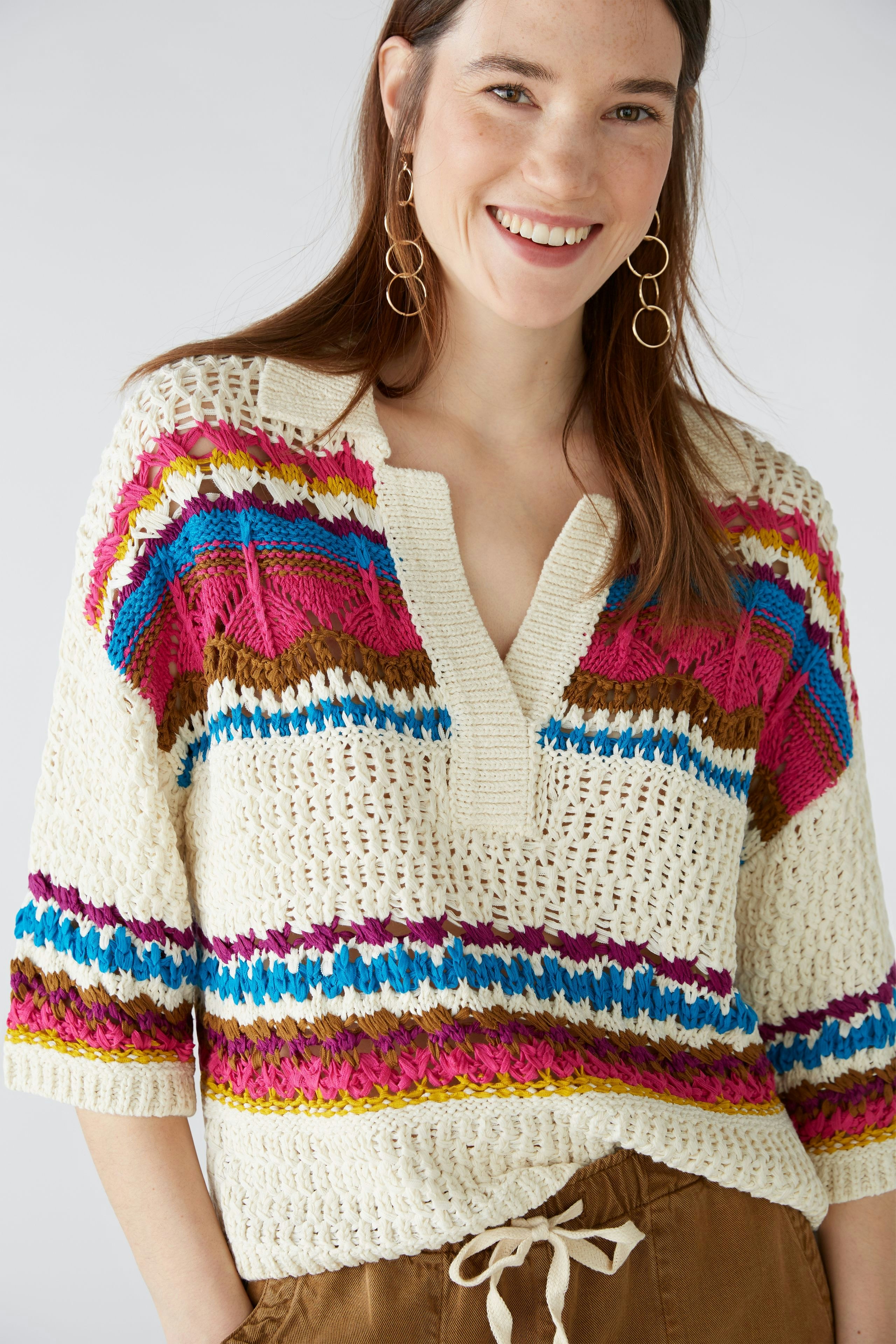 Bild 5 von Pullover  in crocheted design in offwhite violet | Oui