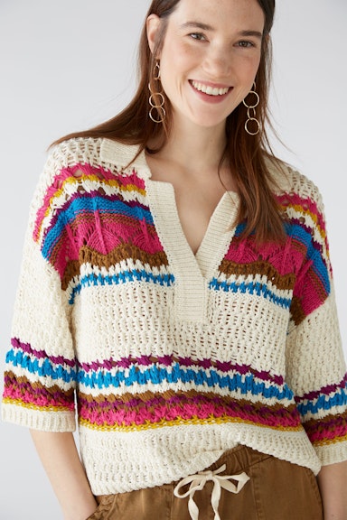 Bild 5 von Pullover  in crocheted design in offwhite violet | Oui