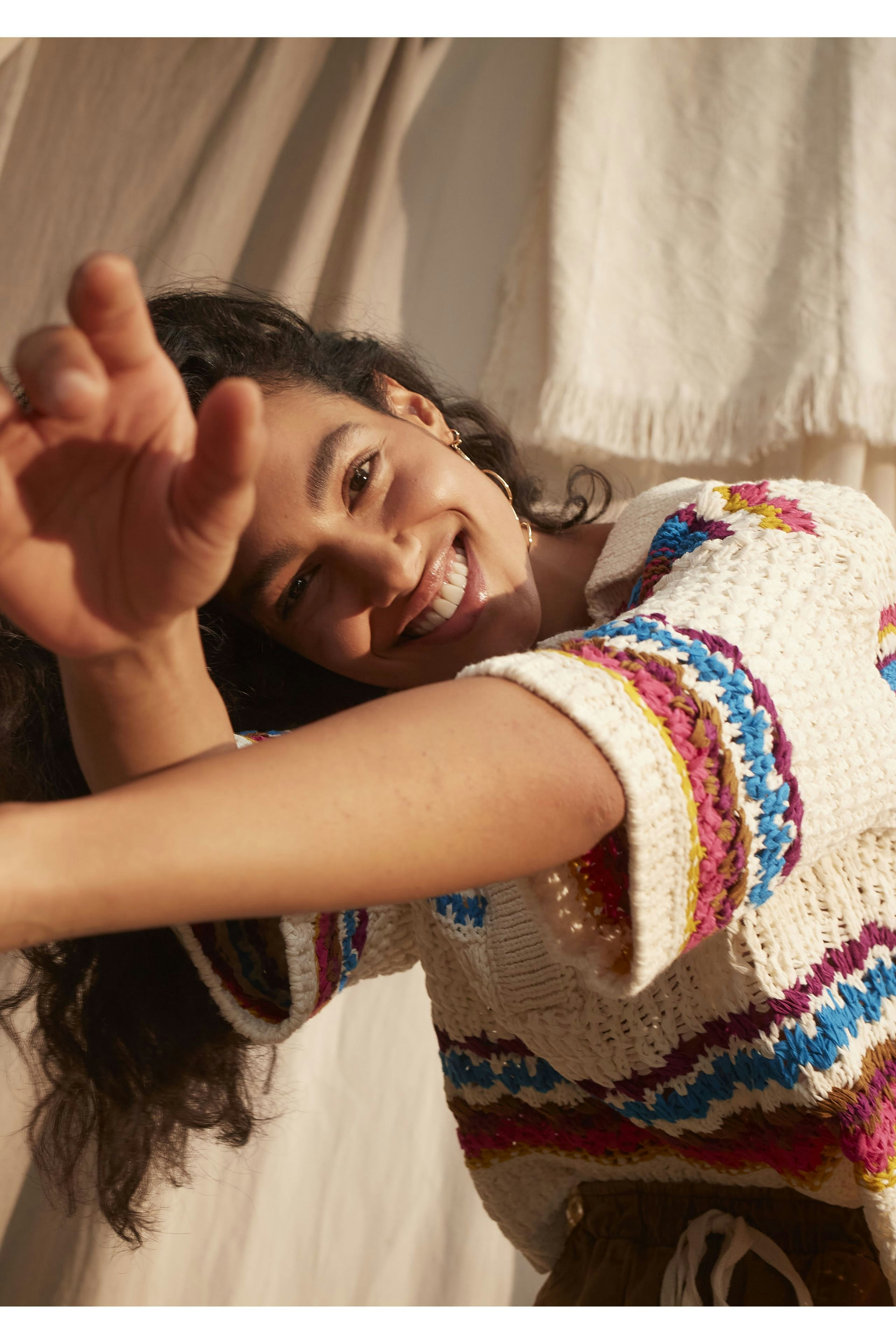 Bild 6 von Pullover  in crocheted design in offwhite violet | Oui