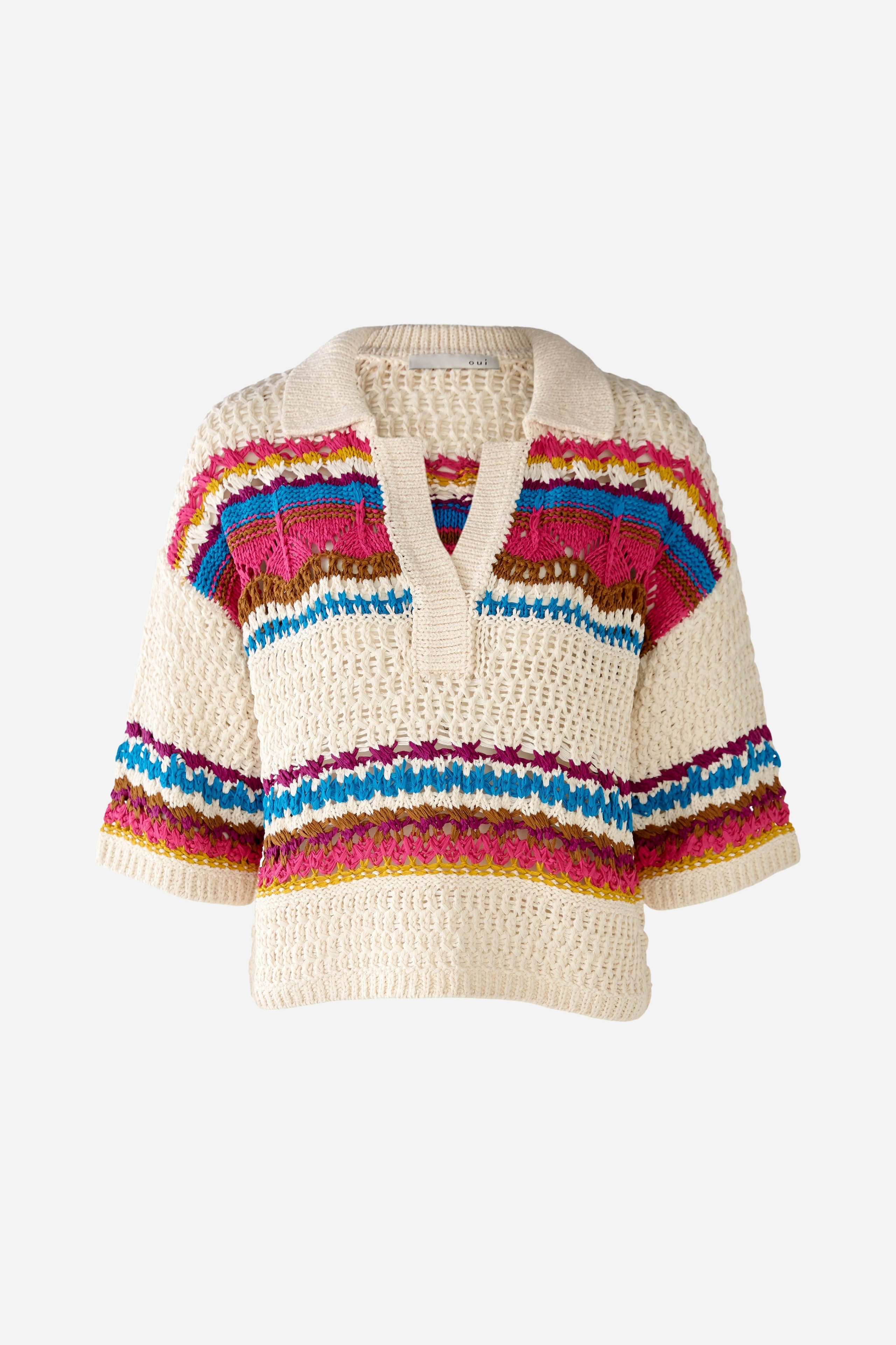 Bild 7 von Pullover  in crocheted design in offwhite violet | Oui