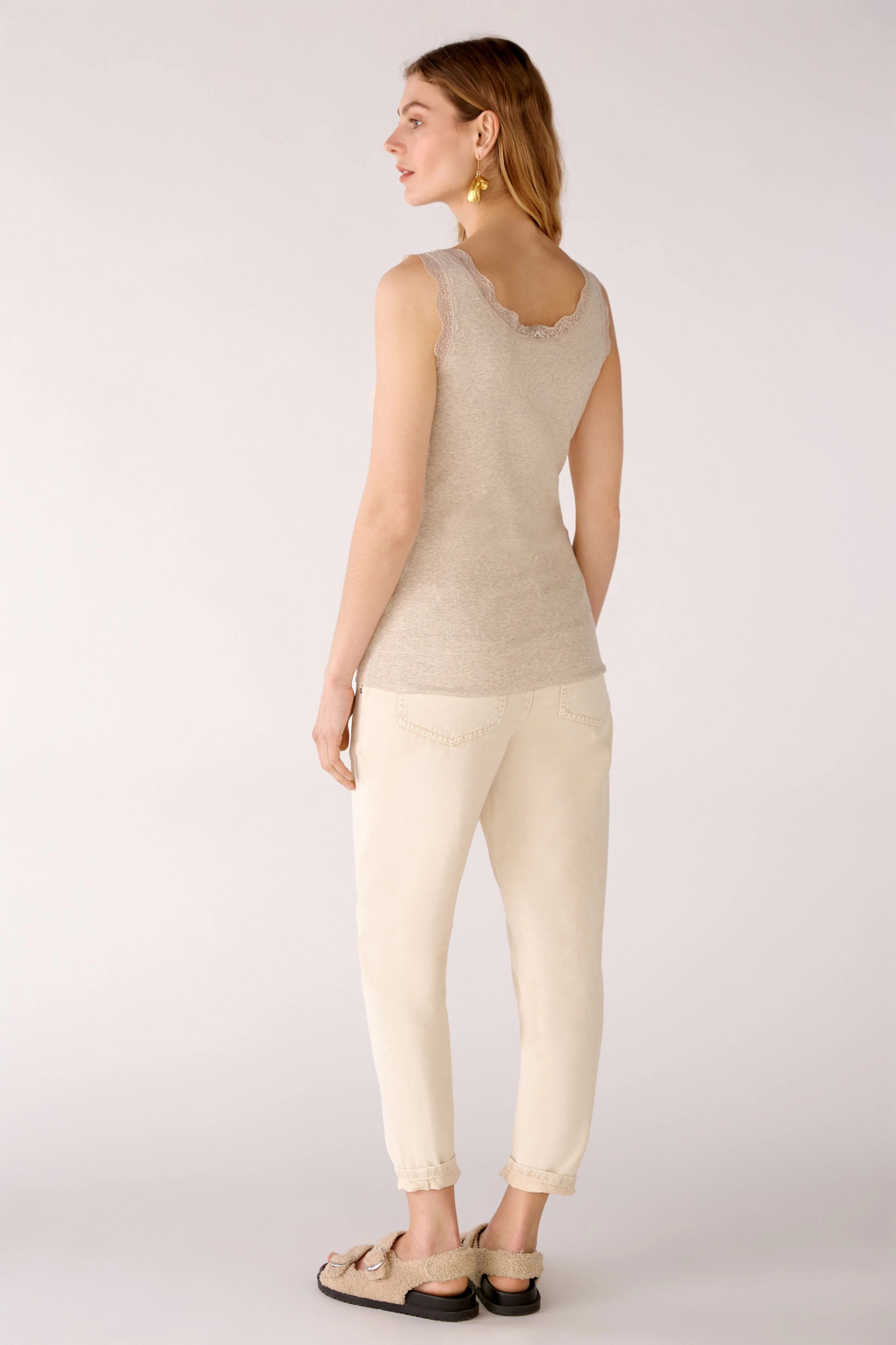 Bild 3 von Top elastische Baumwollrippe in stone melange | Oui