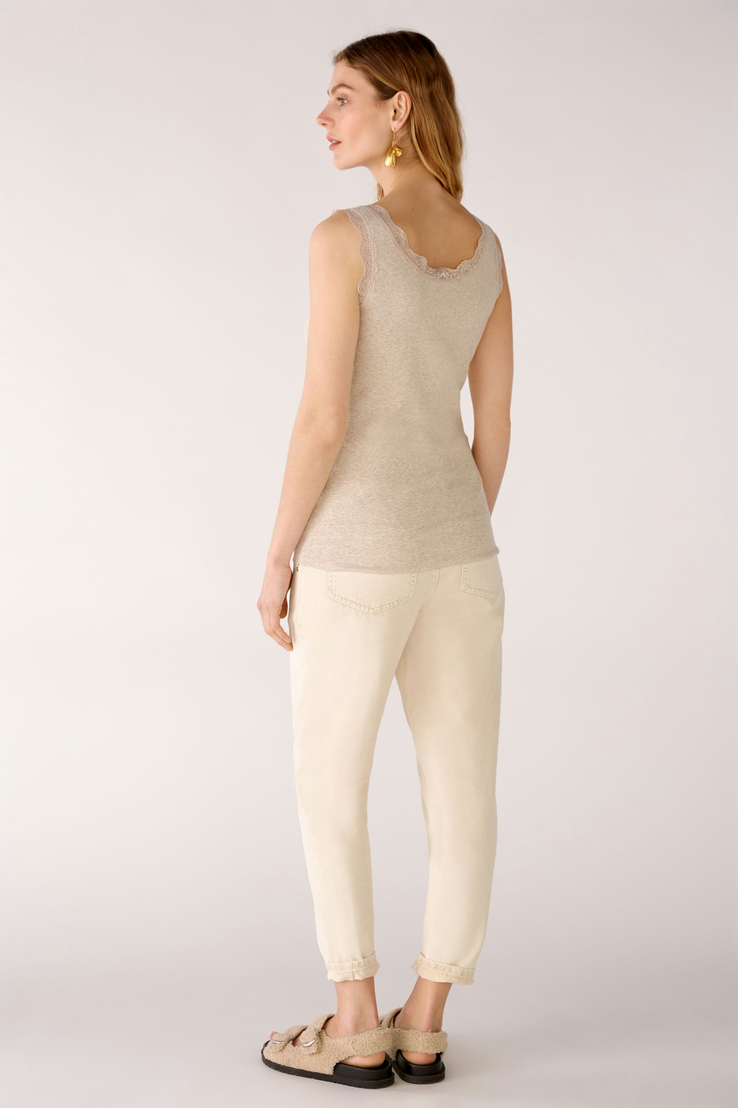 Bild 3 von Top elastische Baumwollrippe in stone melange | Oui