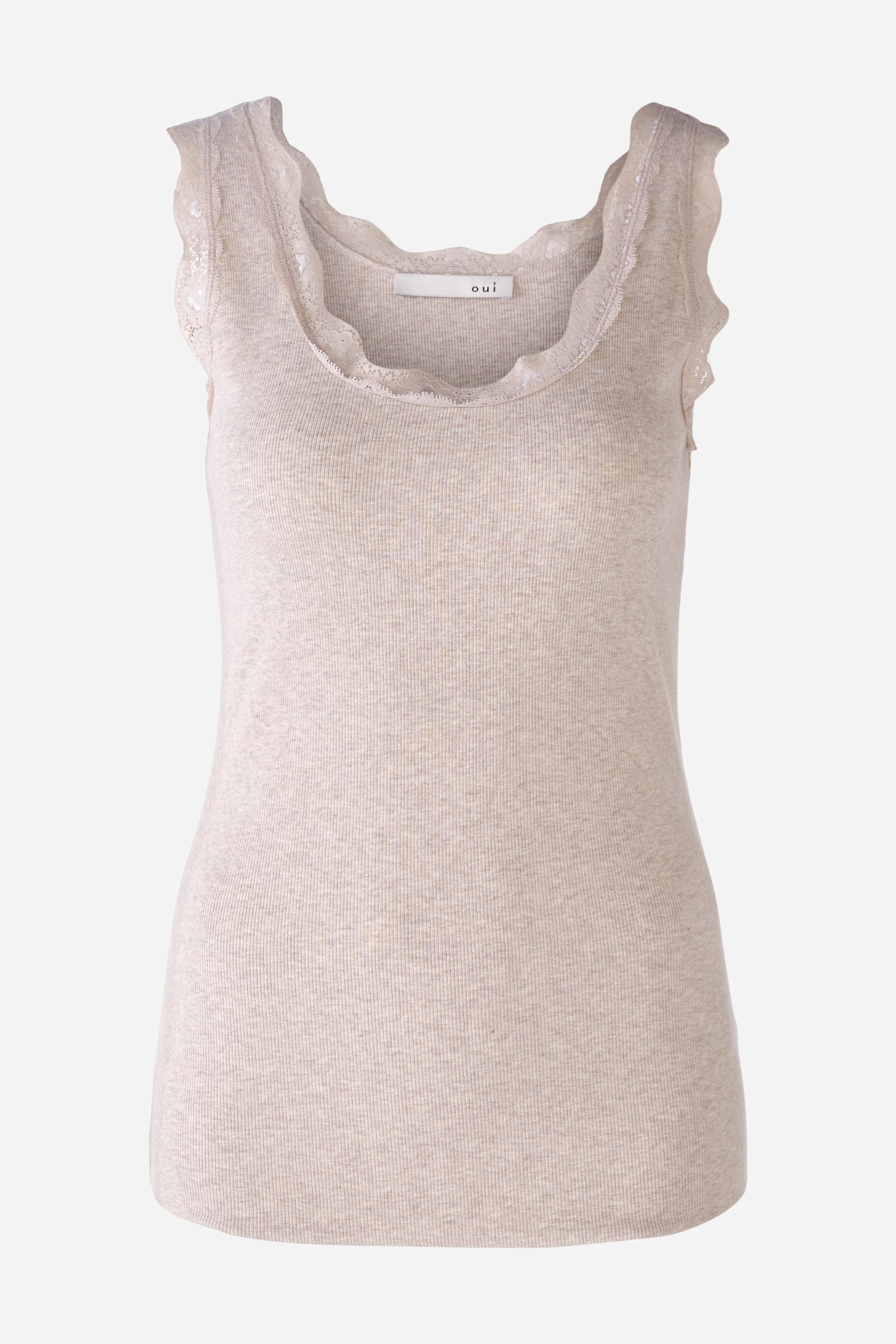 Bild 6 von Top elastische Baumwollrippe in stone melange | Oui