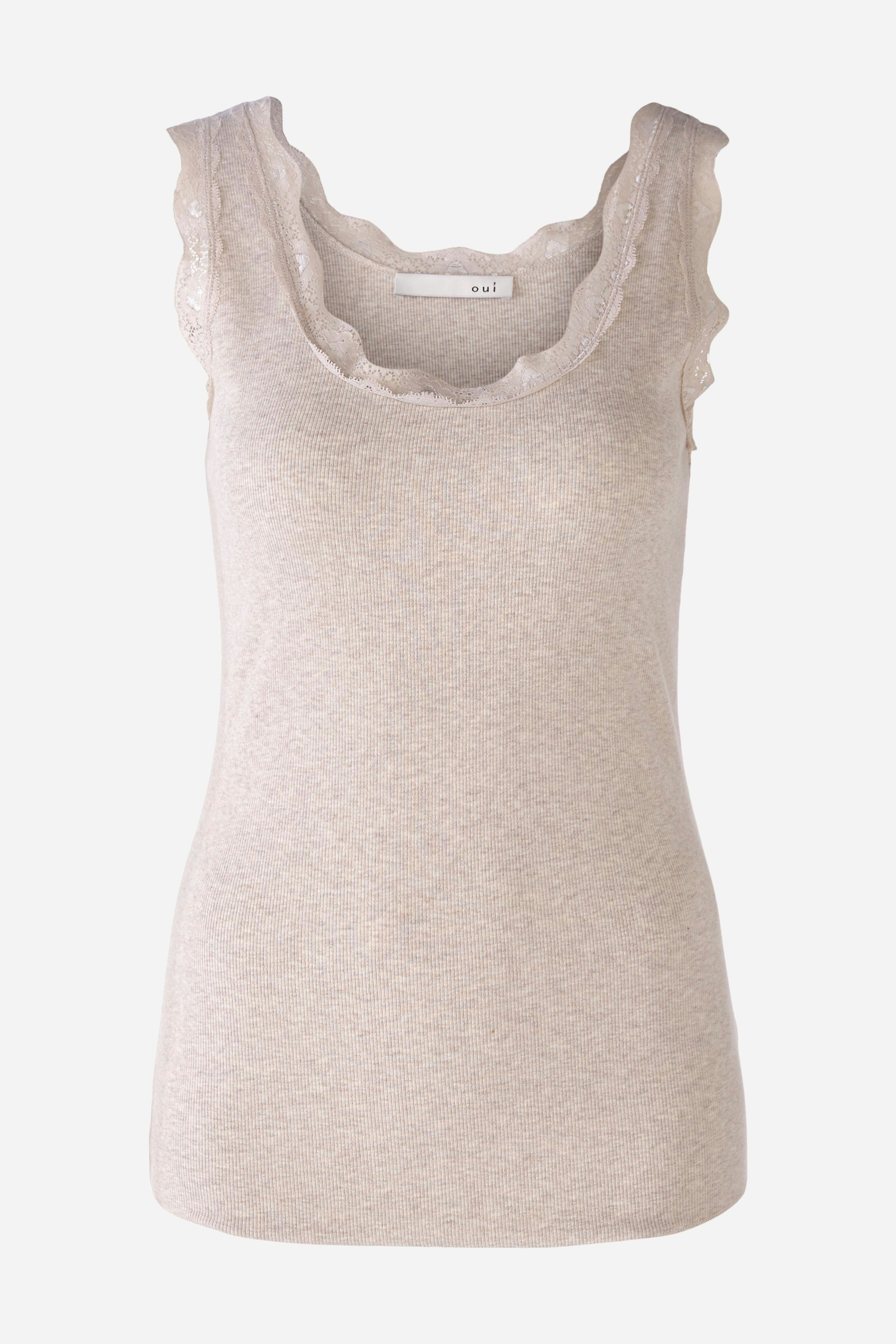 Bild 6 von Top elastische Baumwollrippe in stone melange | Oui