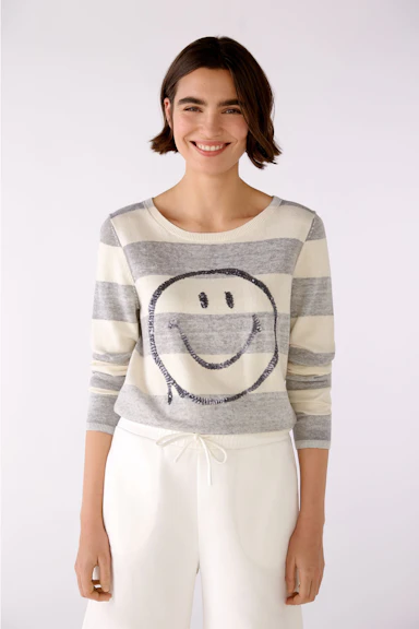 Pullover Oui x Smiley® gestreift | OUI Onlineshop