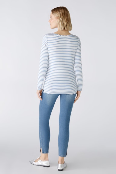 Bild 4 von SUMIKO Langarmshirt elastische Cotton-Modalmischung in white blue | Oui