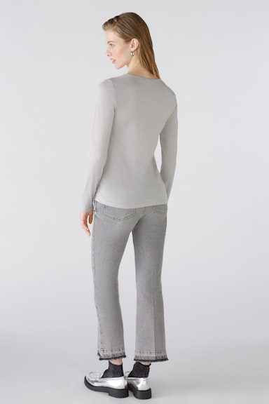 Bild 4 von Long-sleeved shirt viscose glossy blend in light grey | Oui