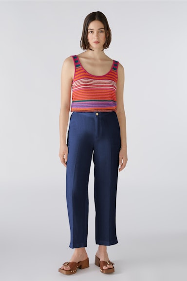 Bild 1 von Linen trousers mid waist , cropped in darkblue | Oui