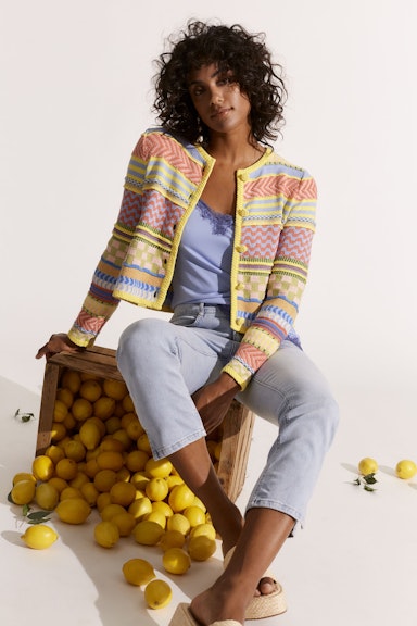 Bild 7 von Cardigan 100% cotton in lt blue yellow | Oui