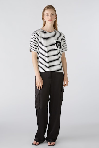 Bild 2 von T-Shirt Baumwoll - Modalmischung in white black | Oui