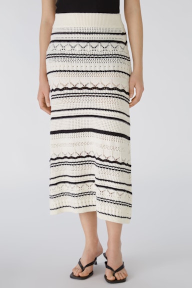 Bild 2 von Midi skirt pure cotton in offwhite black | Oui