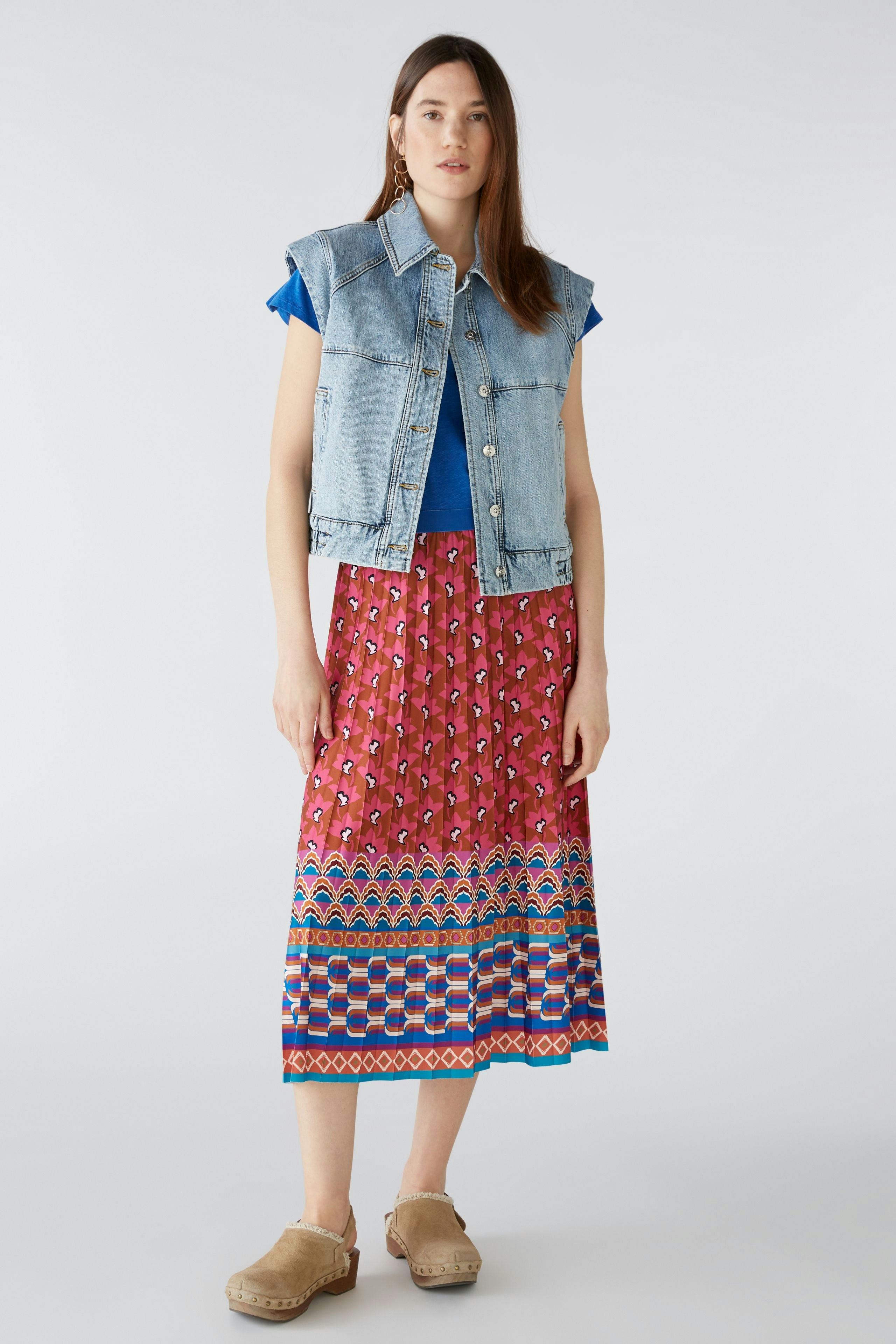 Bild 1 von Pleated skirt silky Touch quality in pink blue | Oui