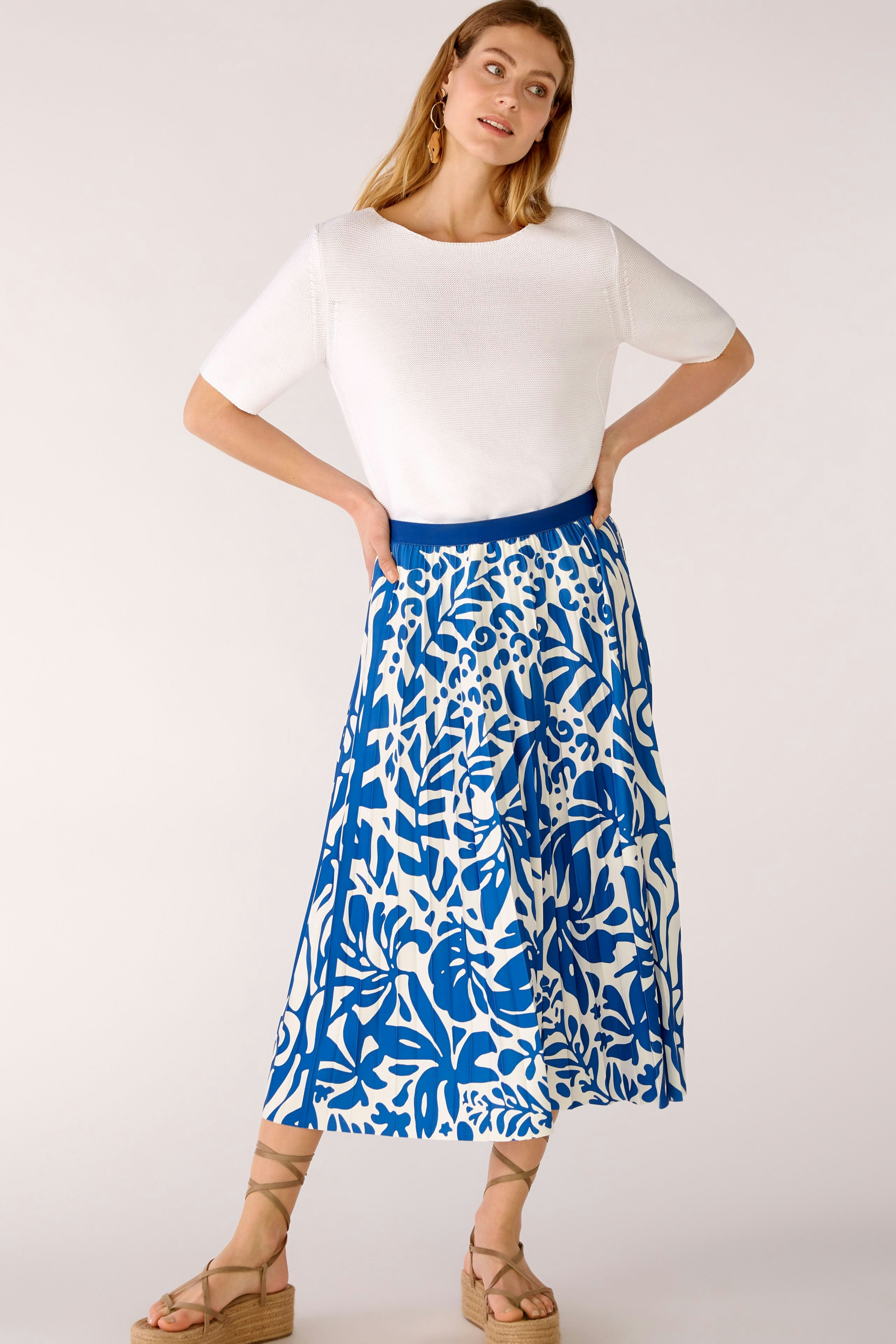 Bild 5 von Pleated skirt silky Touch quality in blue white | Oui