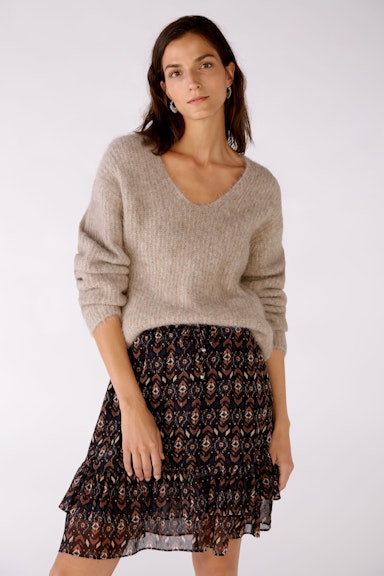 Bild 3 von Knitted pullover with V-neck in Taupe Melange | Oui