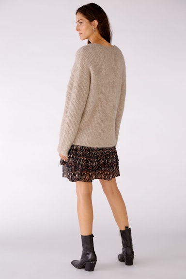 Bild 4 von Knitted pullover with V-neck in Taupe Melange | Oui