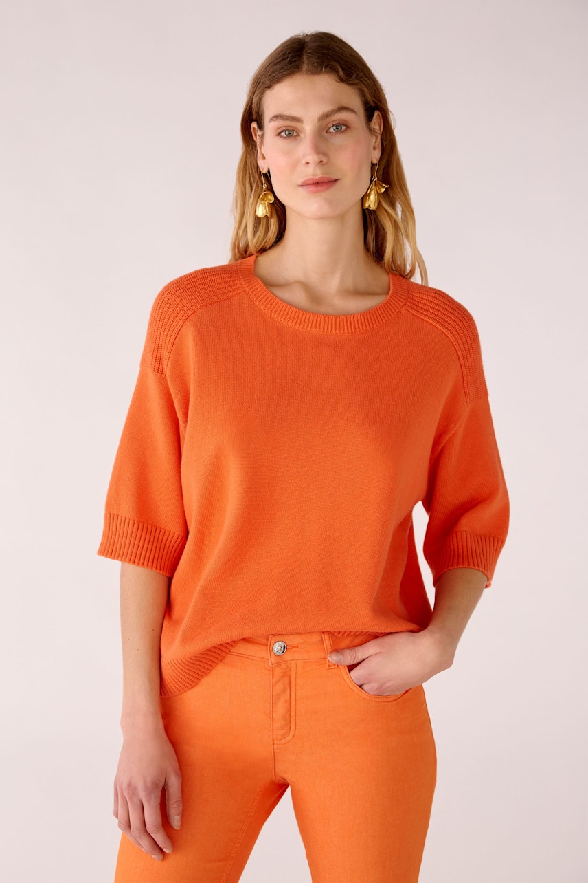 Bild 1 von Strickpullover in Baumwollmischung in vermillion orange | Oui