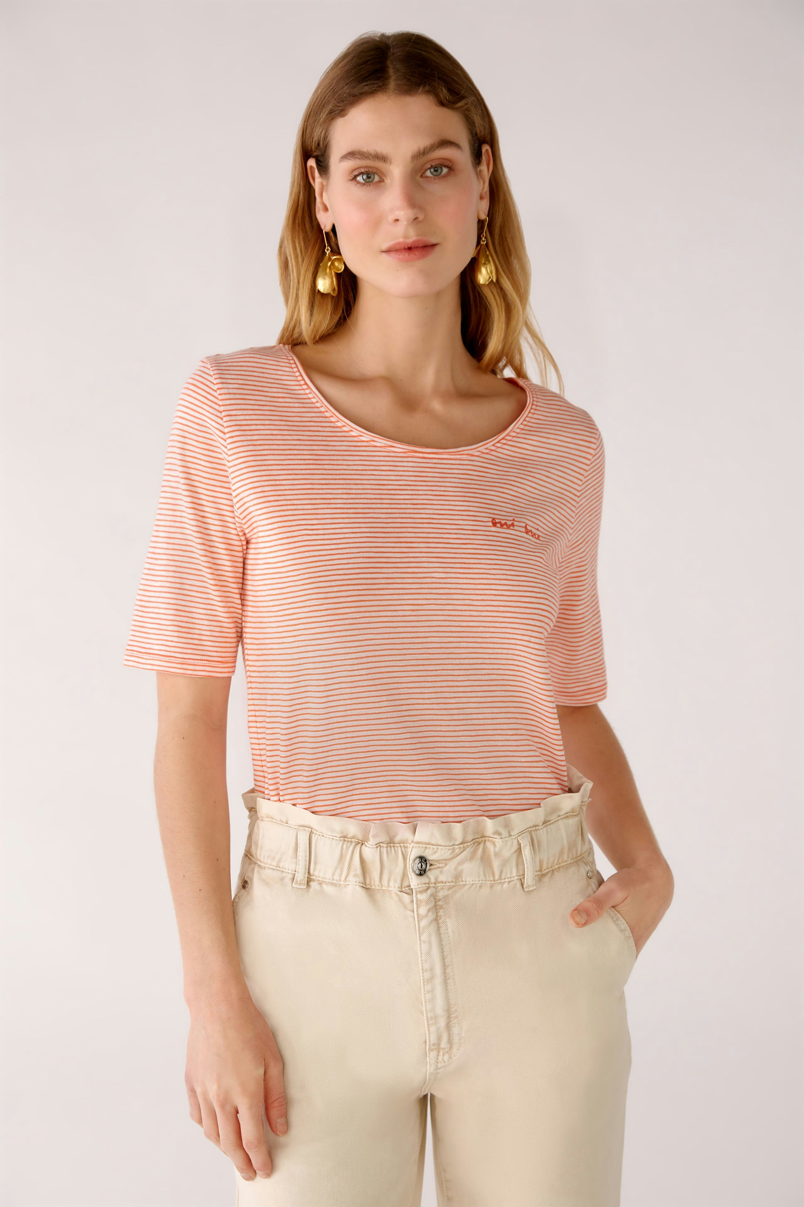 Bild 1 von T-shirt with stripes in white yellow | Oui