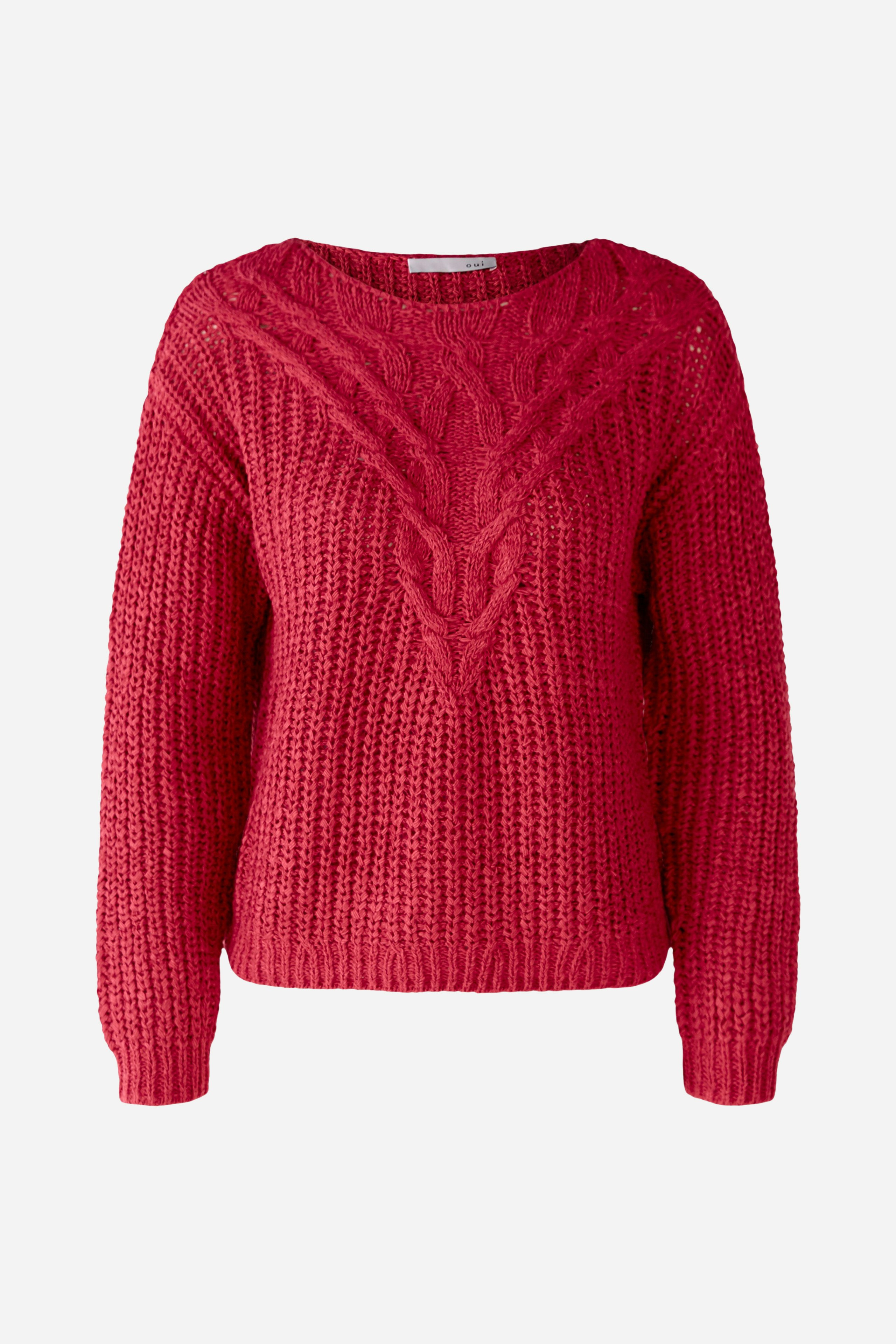 Bild 1 von Pullover mit Zopfmuster in red | Oui