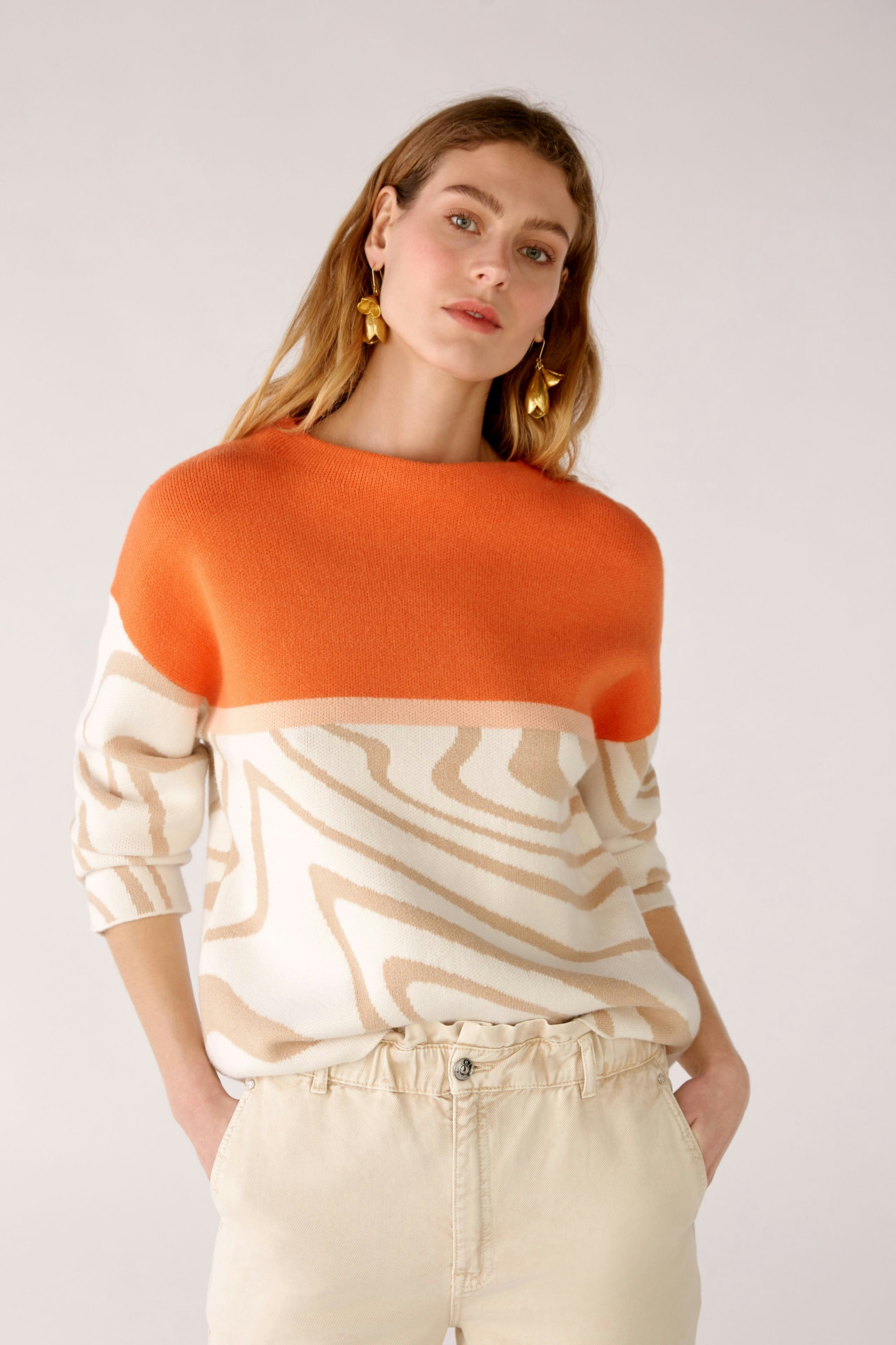 Bild 2 von Pullover mit angestricktem Stehkragen in lt stone orange | Oui
