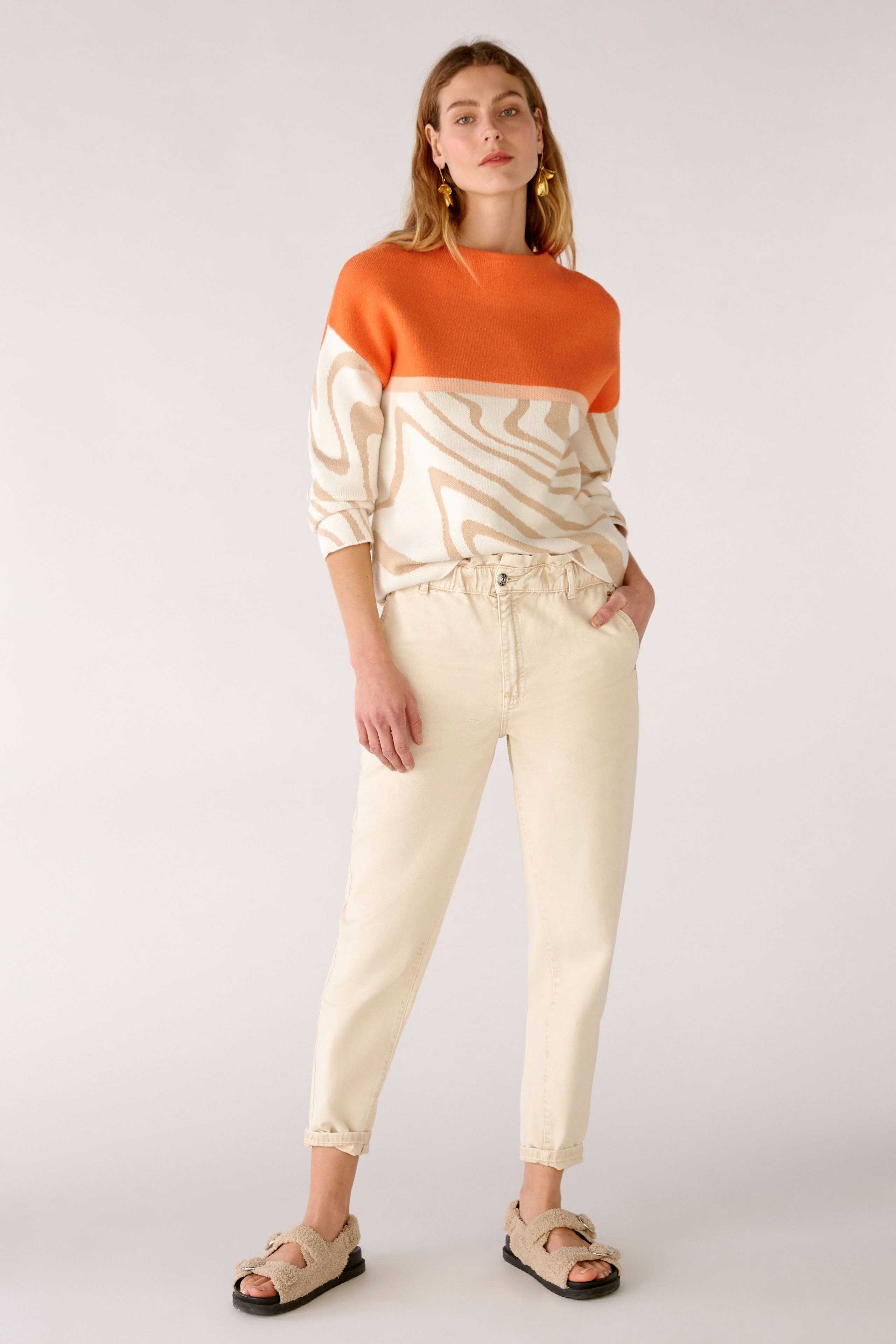 Bild 1 von Pullover mit angestricktem Stehkragen in lt stone orange | Oui