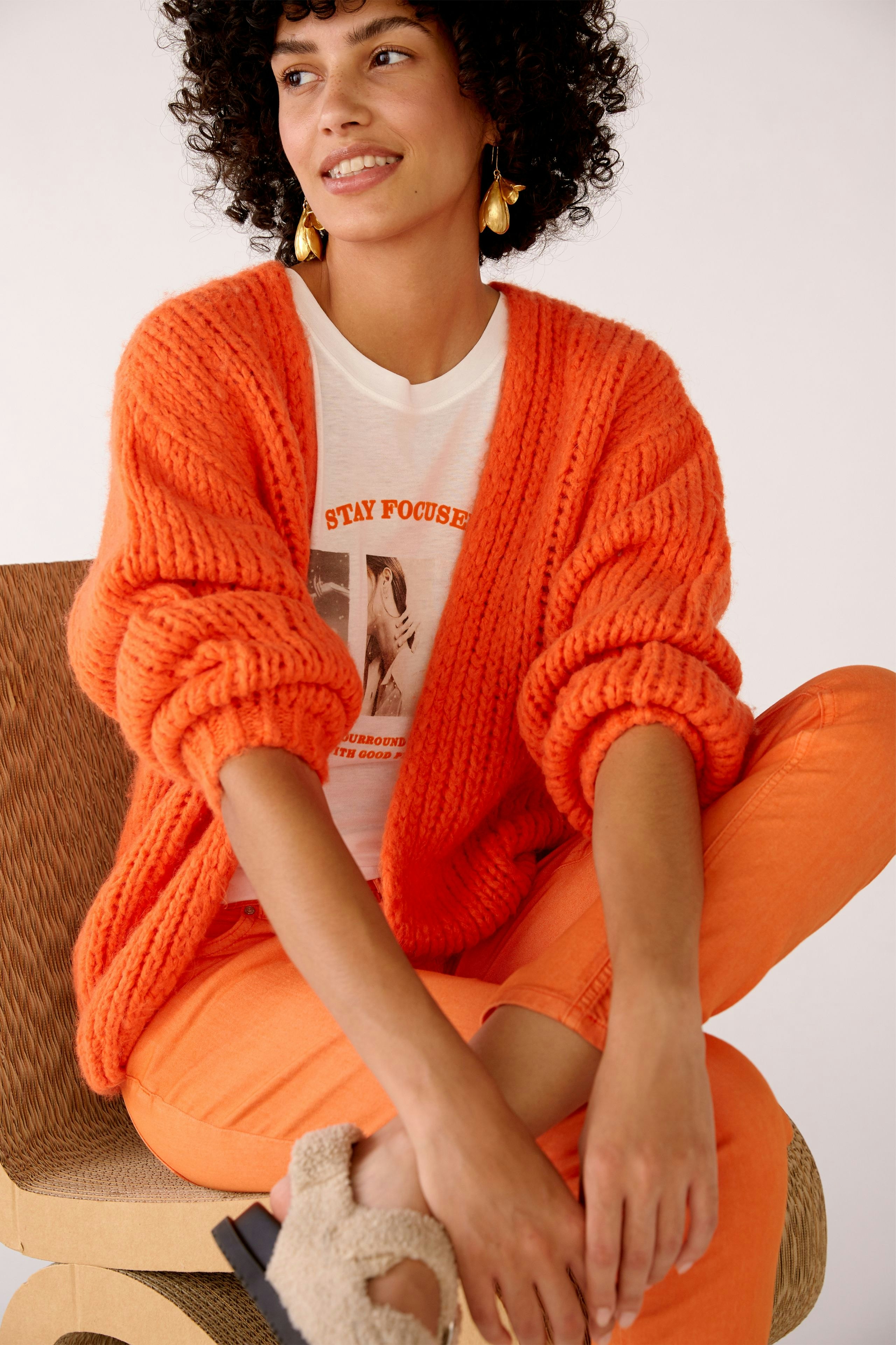 Bild 6 von Strickjacke in Garnmischung mit Wollanteil in vermillion orange | Oui