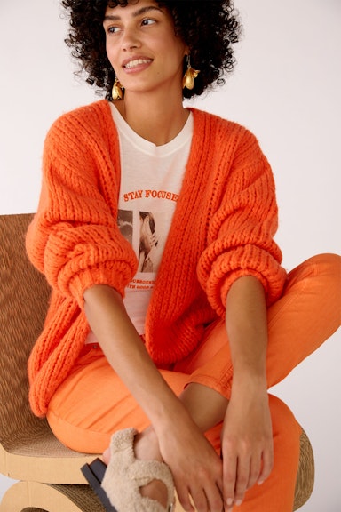 Bild 6 von Cardigan in a chunky knit look in vermillion orange | Oui
