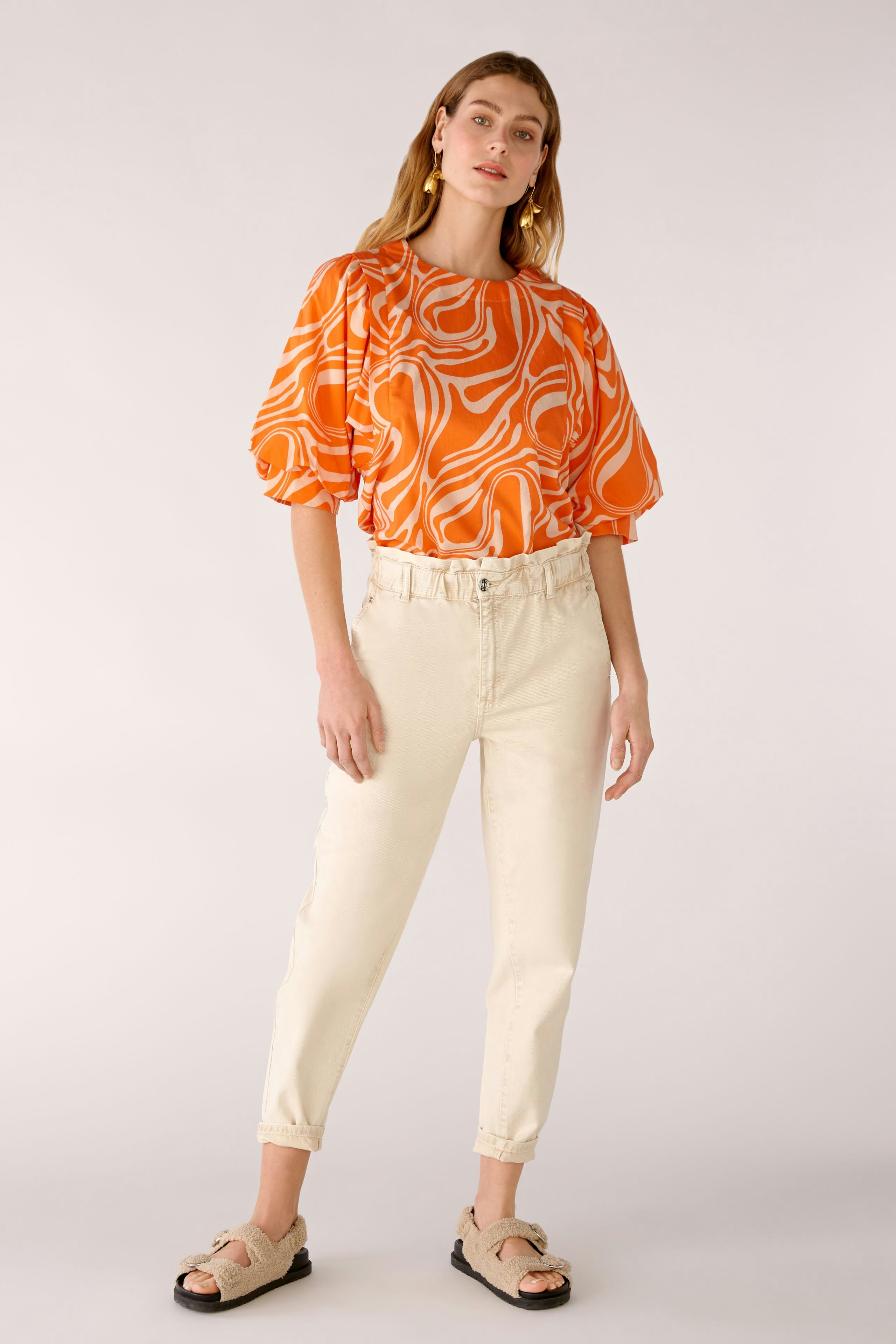 Bild 2 von Blouse in pure cotton in dk orange white | Oui