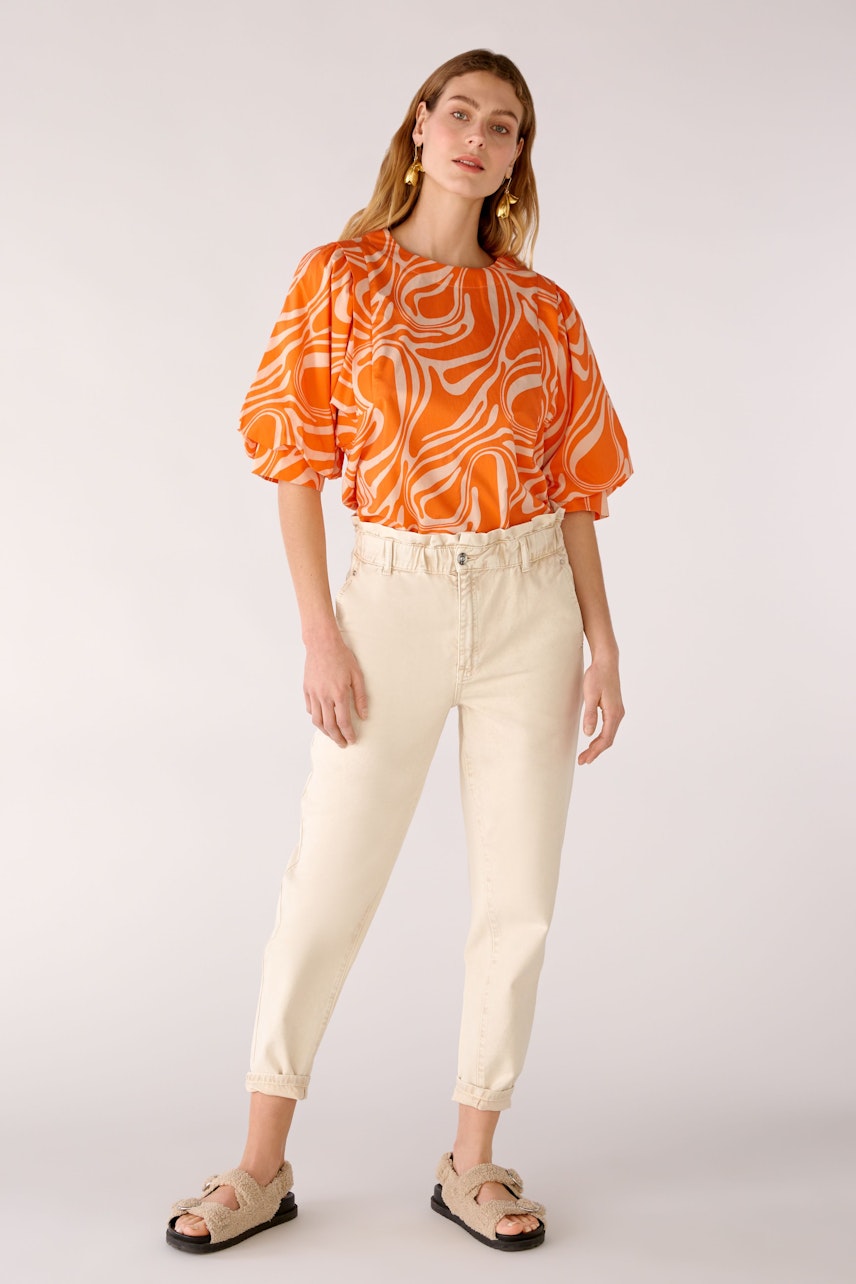 Bild 2 von Bluse in reiner Baumwolle in dk orange white | Oui