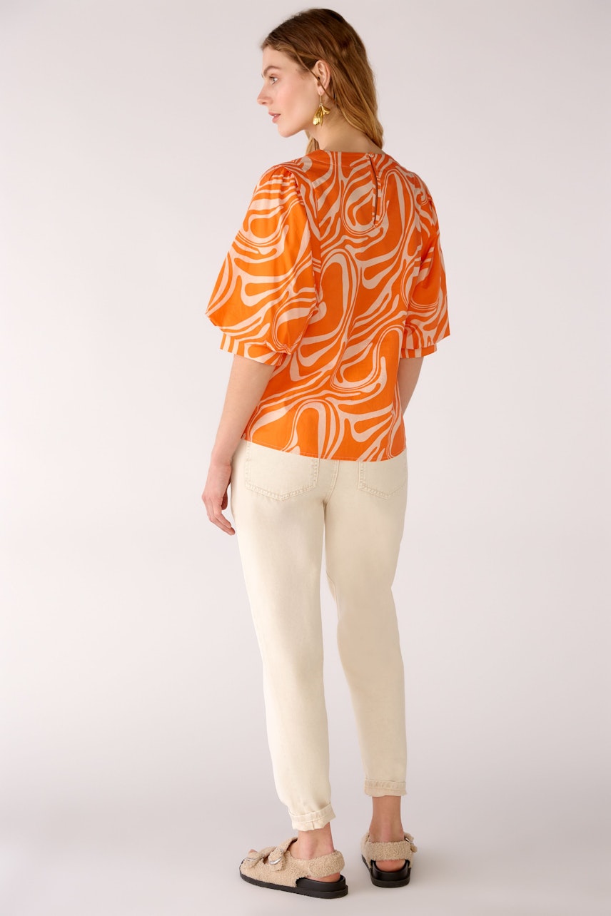 Bild 3 von Bluse in reiner Baumwolle in dk orange white | Oui