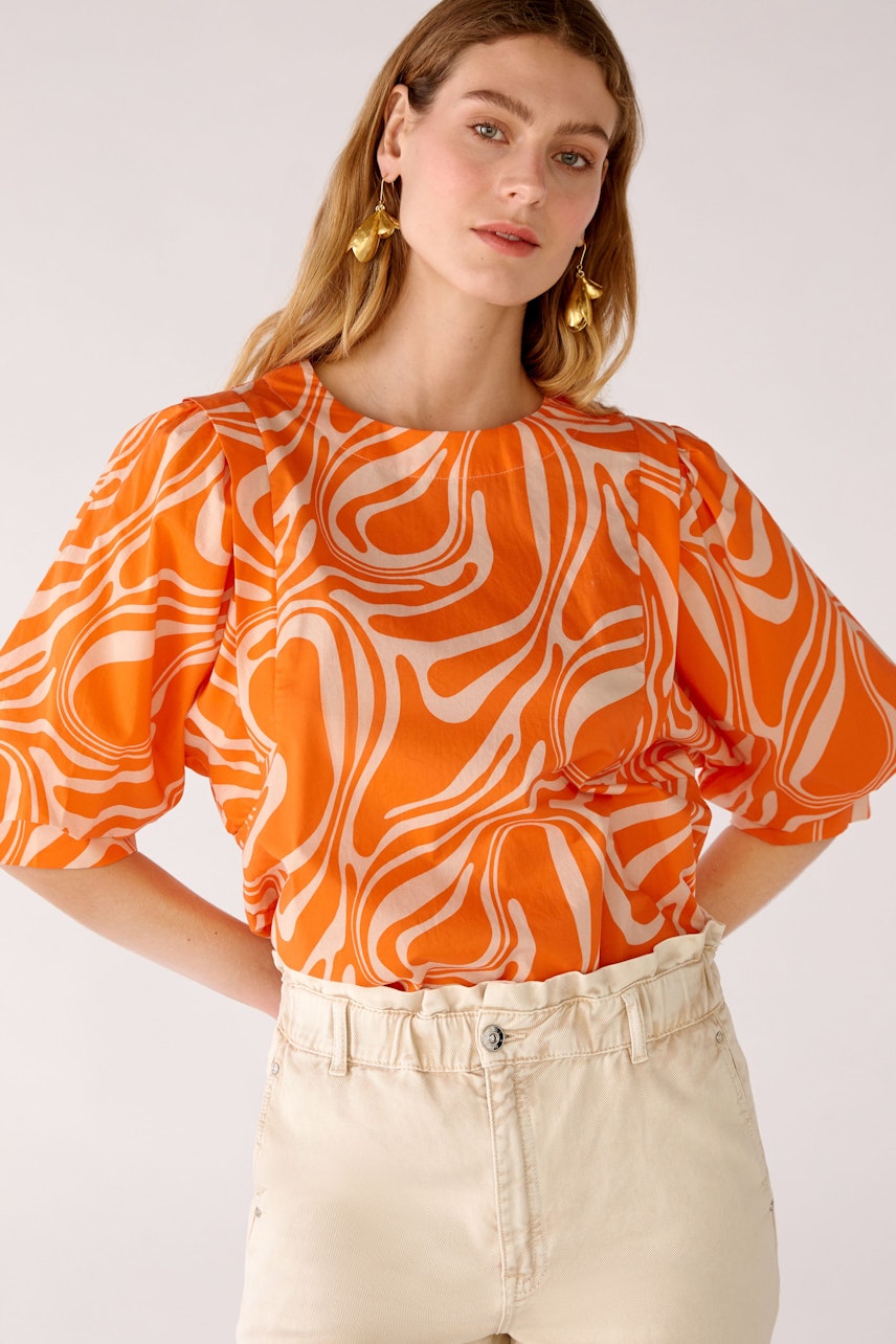 Bild 4 von Bluse in reiner Baumwolle in dk orange white | Oui