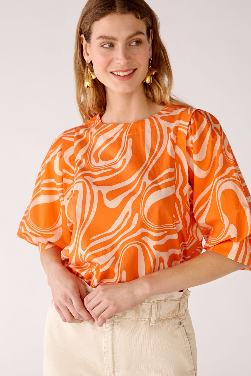 Bild 5 von Bluse in reiner Baumwolle in dk orange white | Oui