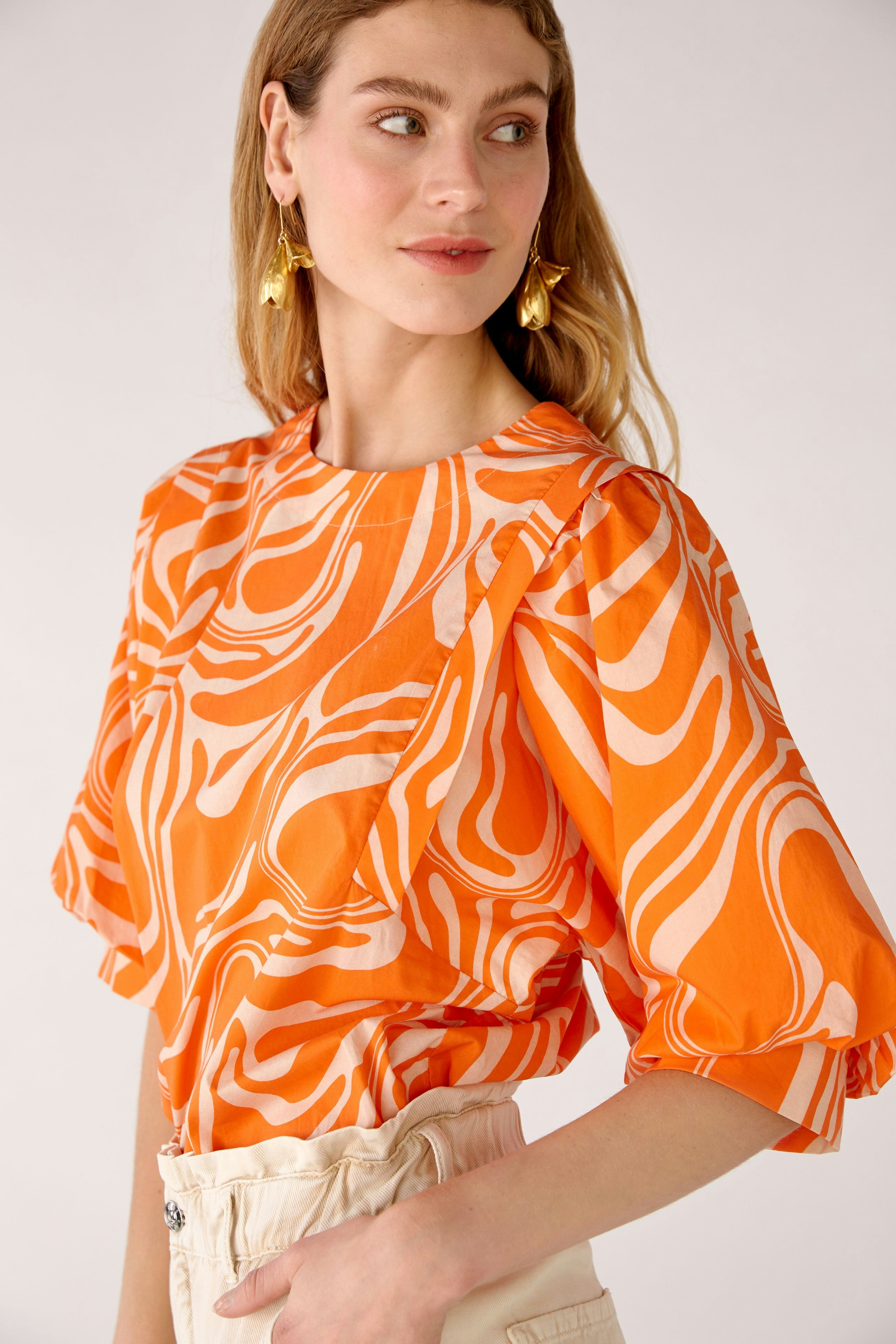 Bild 6 von Blouse in pure cotton in dk orange white | Oui