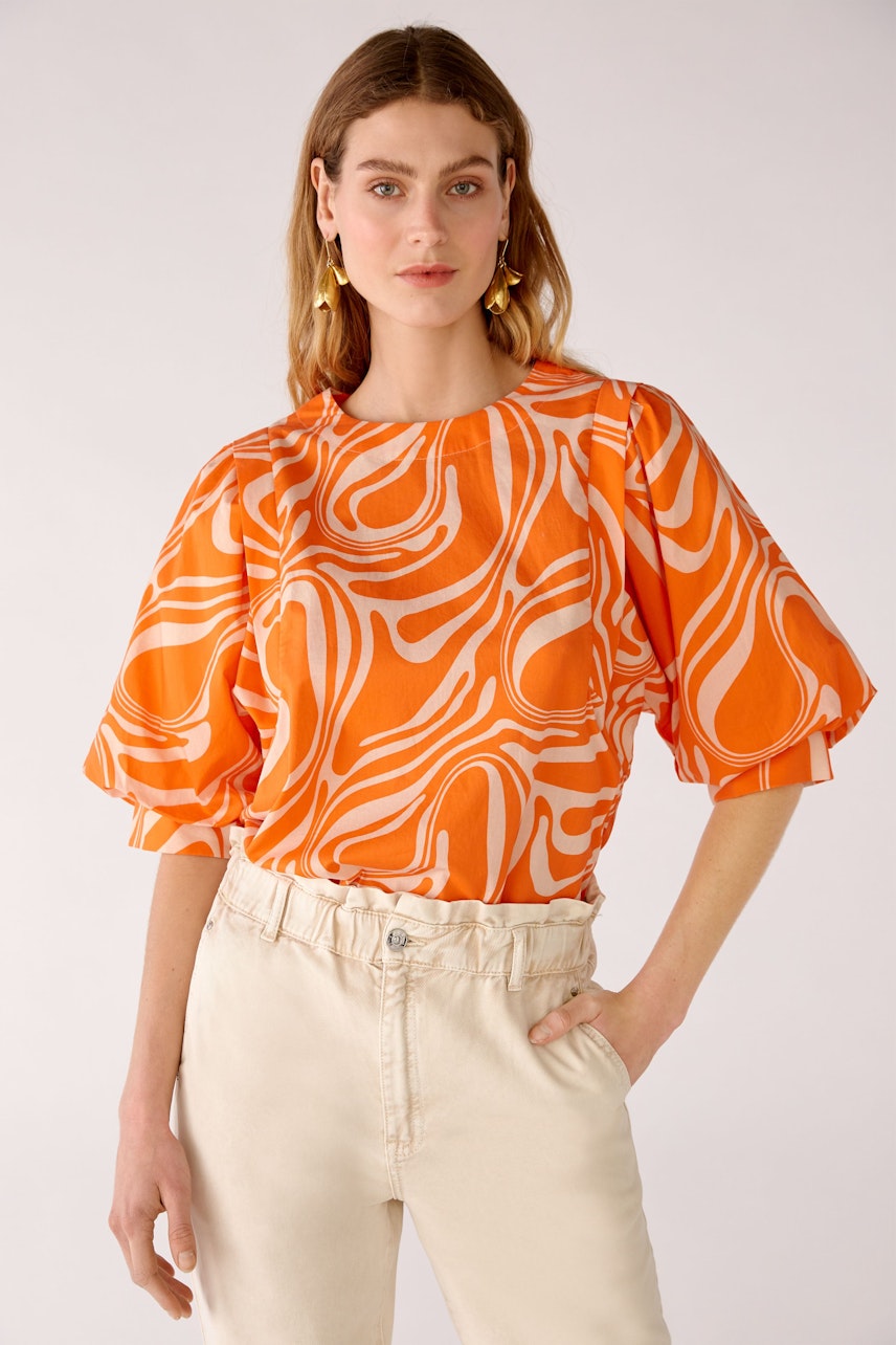 Bild 1 von Bluse in reiner Baumwolle in dk orange white | Oui