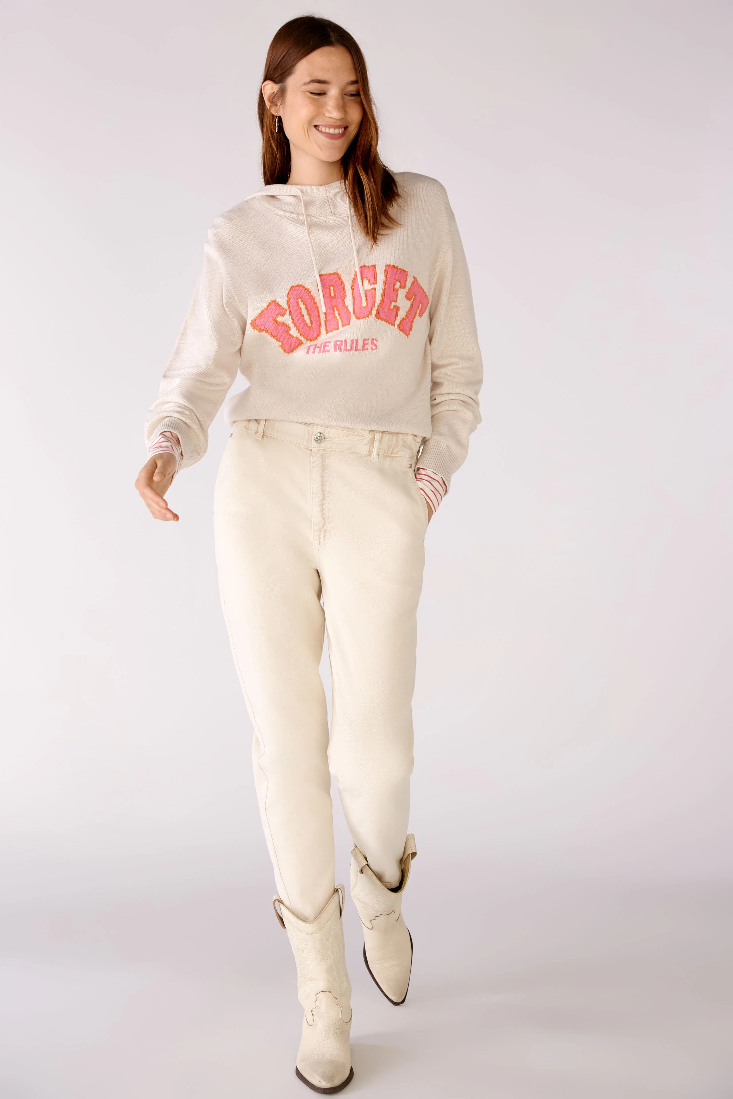 Image 2 of Pullover in cotton blend in white red | Oui