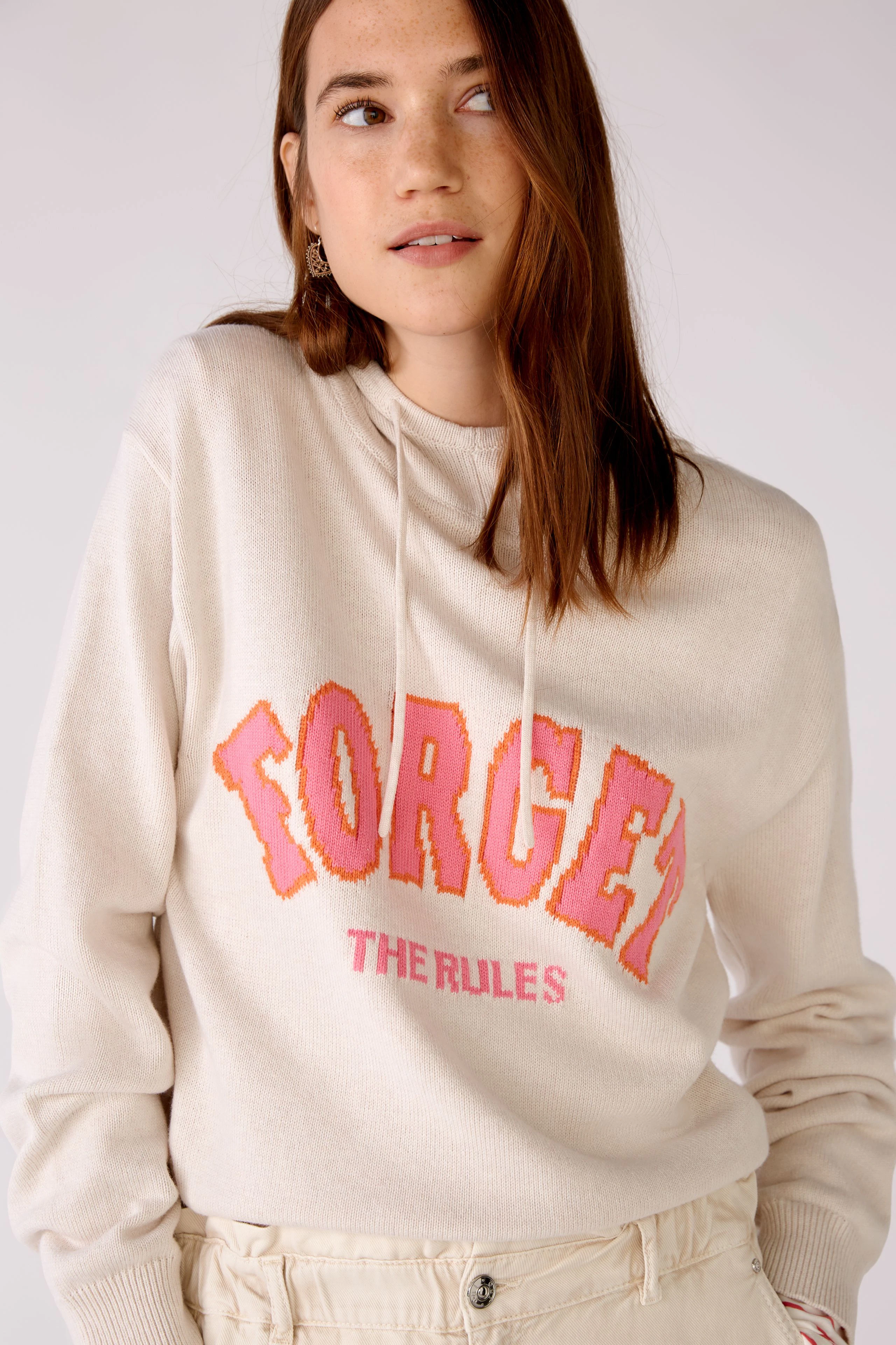 Image 5 of Pullover in cotton blend in white red | Oui