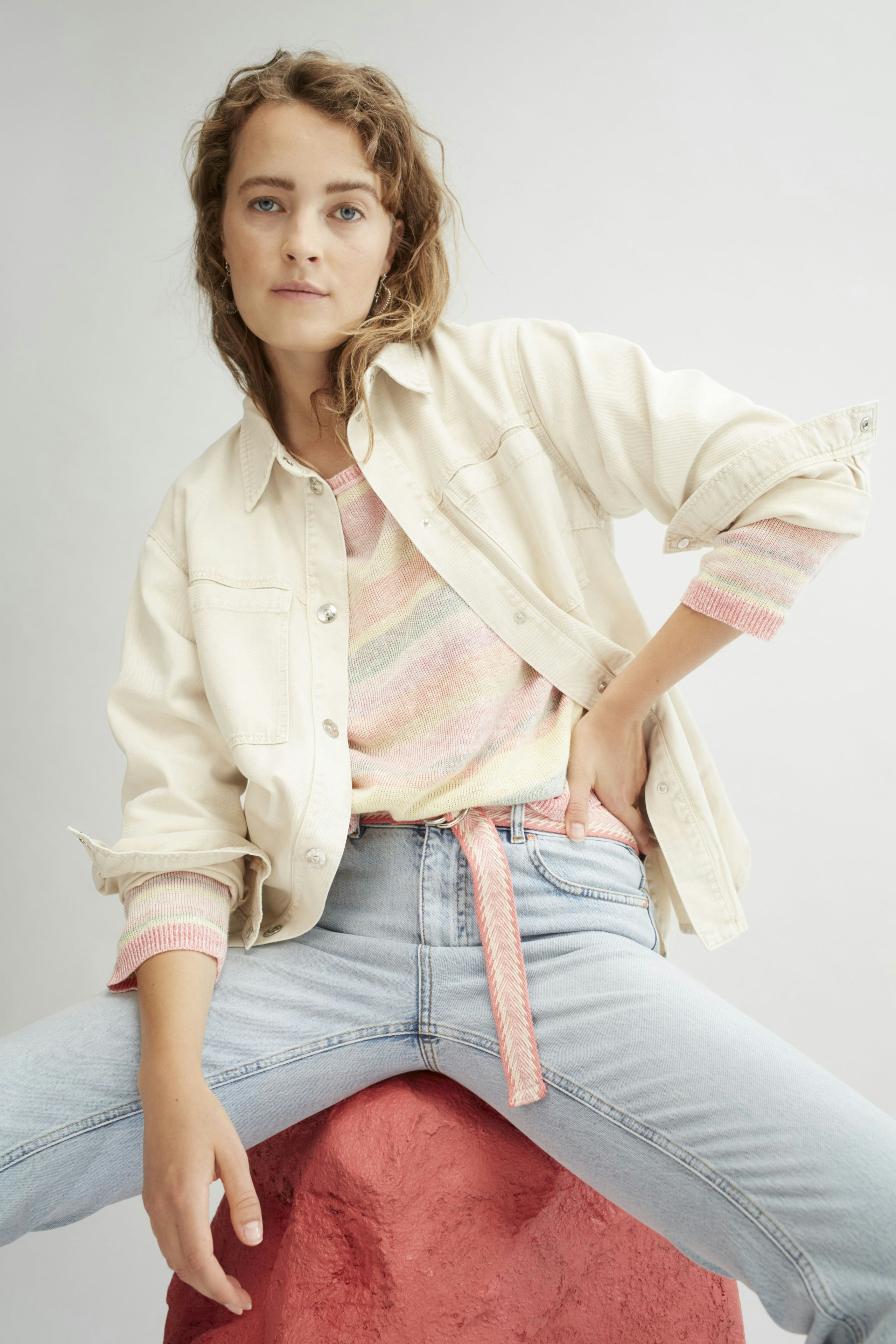 Bild 6 von Pullover in Leinen-Baumwollmischung in red rose | Oui