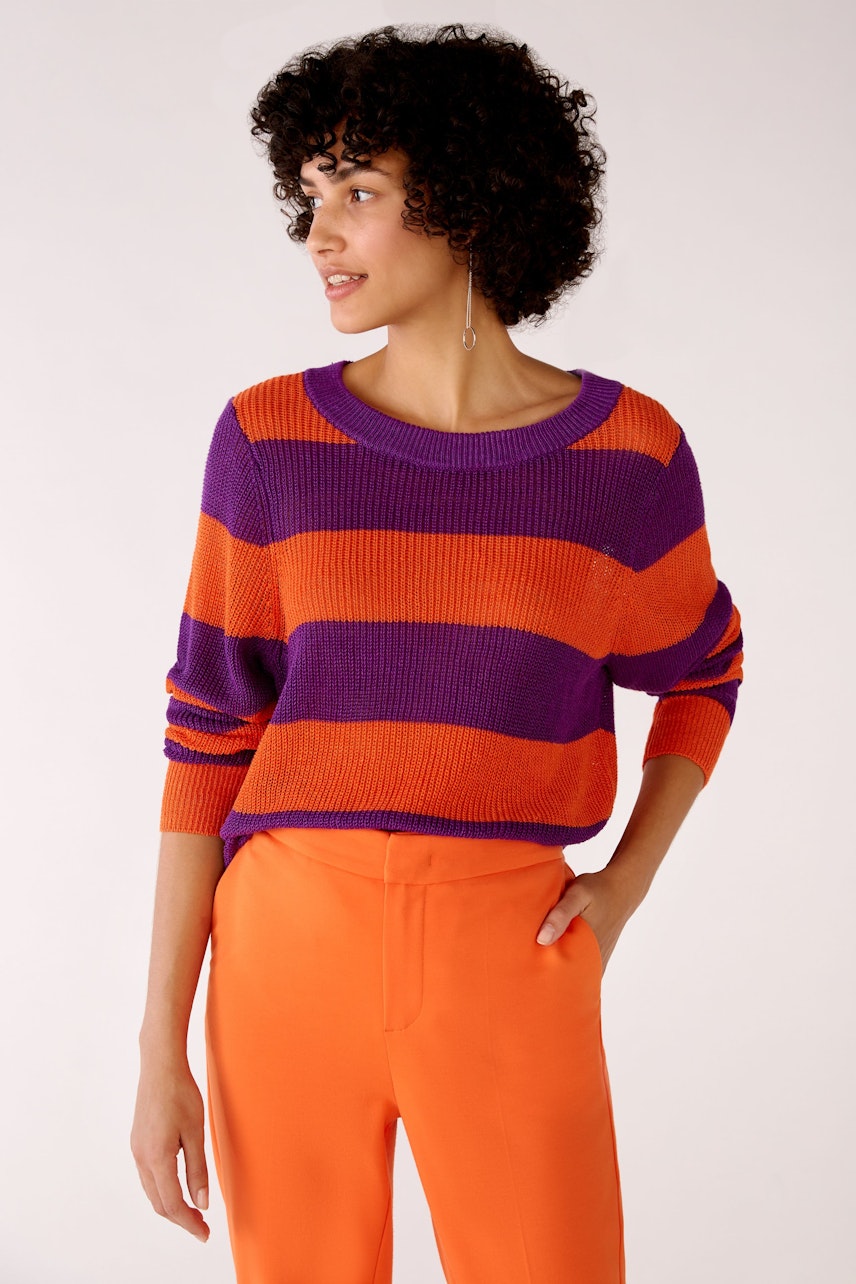 Bild 2 von Knitted pullover with stripes in lilac orange | Oui