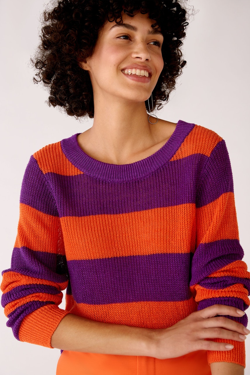 Bild 4 von Knitted pullover with stripes in lilac orange | Oui